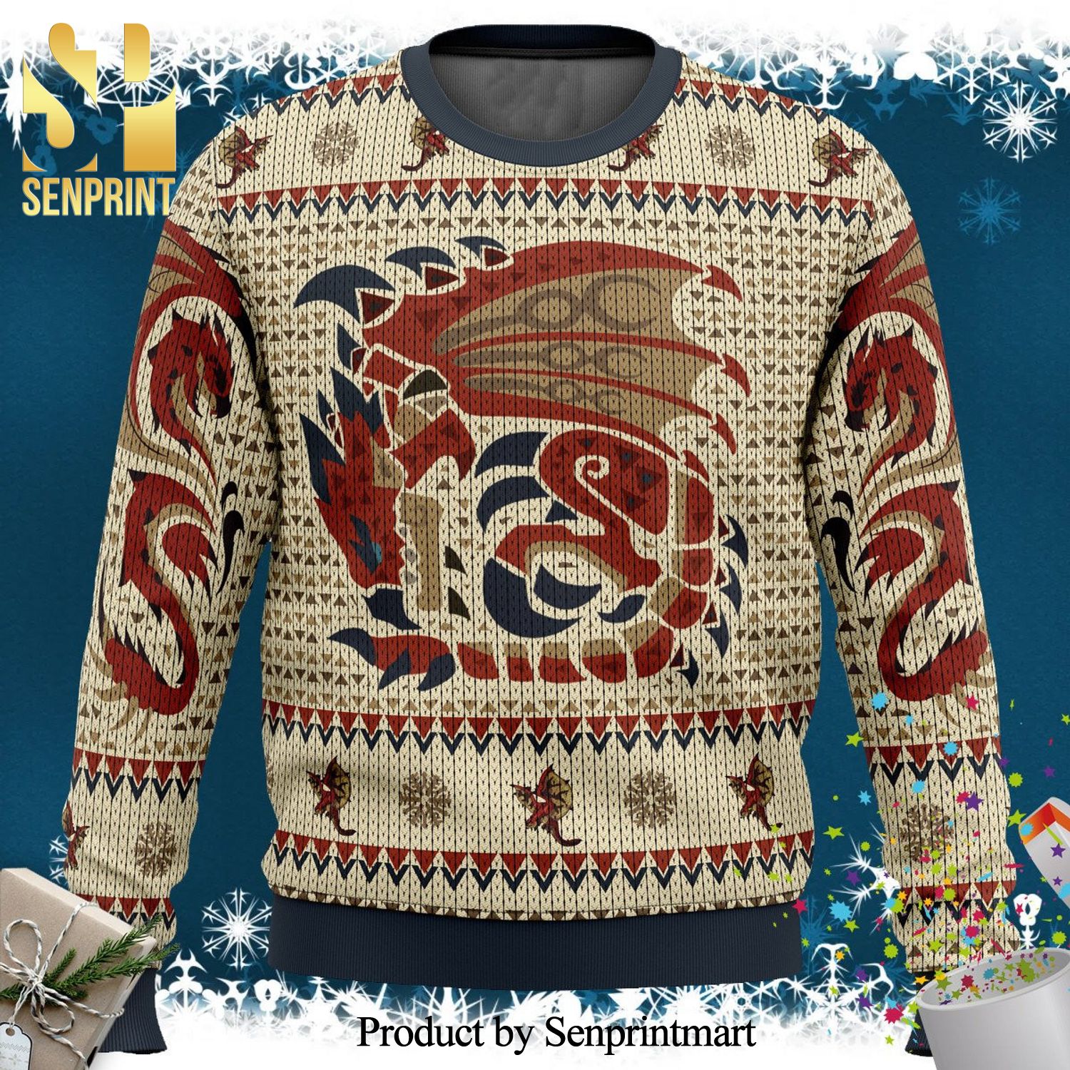 Rathalos Monster Hunter Knitted Ugly Christmas Sweater