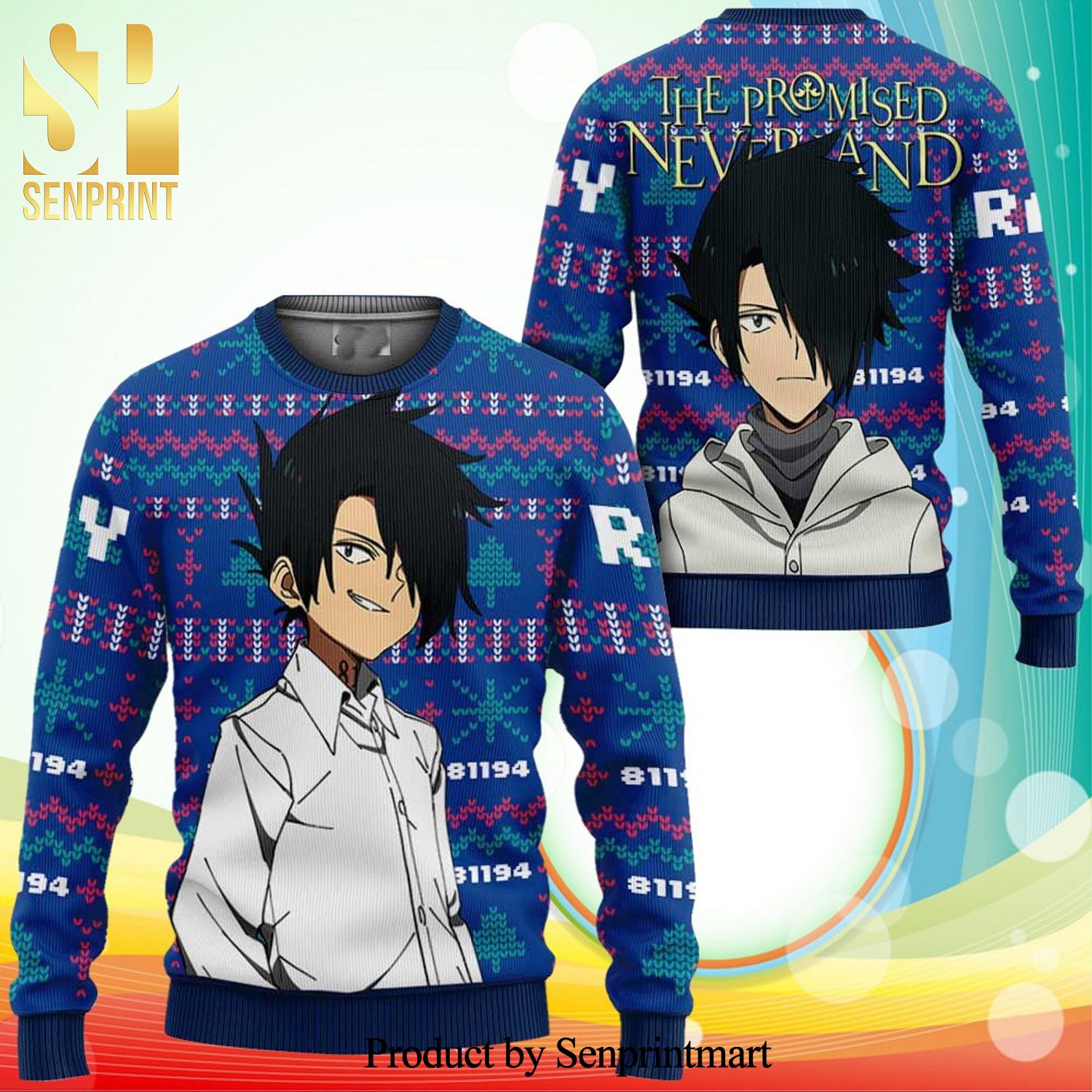 Ray The Promised Neverland Manga Anime Knitted Ugly Christmas Sweater