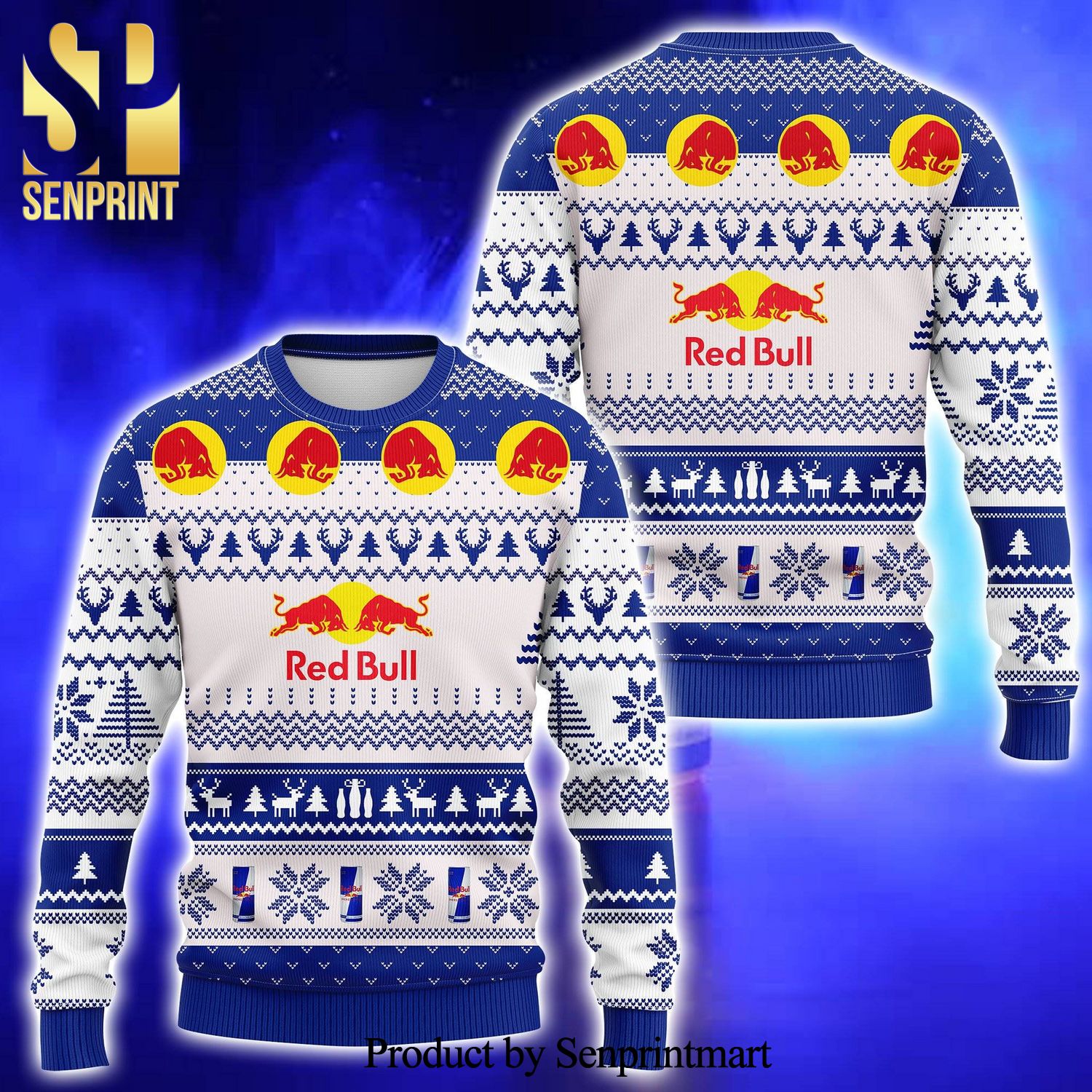 Red Bull Energy Drink Knitted Ugly Christmas Sweater