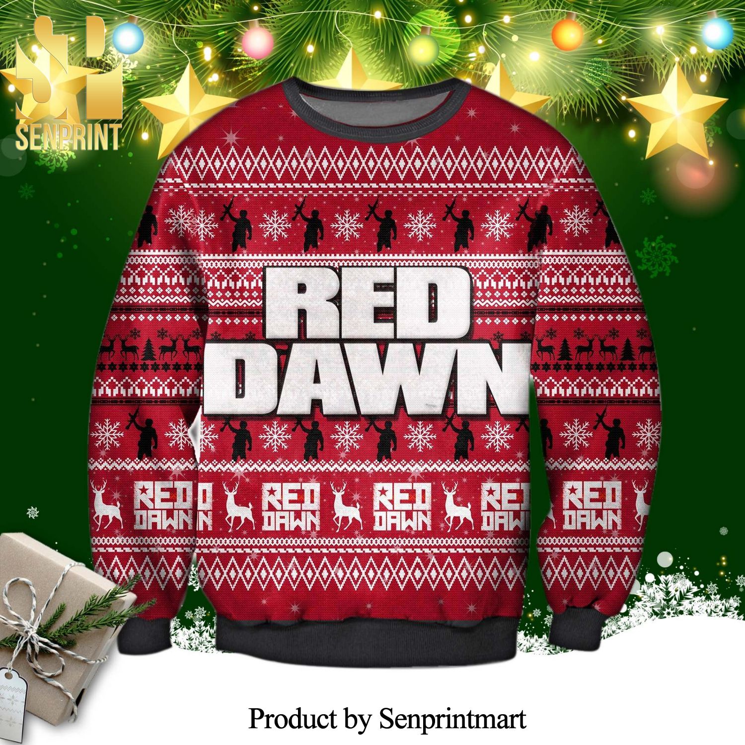 Red Dawn Knitted Ugly Christmas Sweater