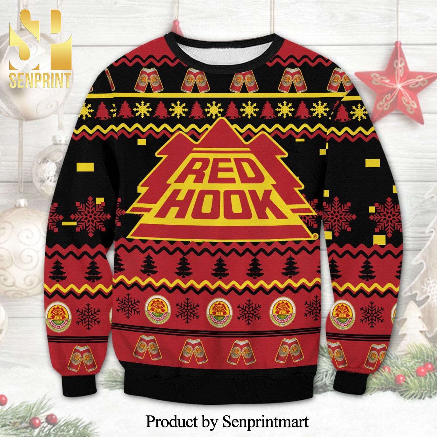 Red Hook Beer Brewery Knitted Ugly Christmas Sweater