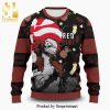 Red Santa Moustache Knitted Ugly Christmas Sweater