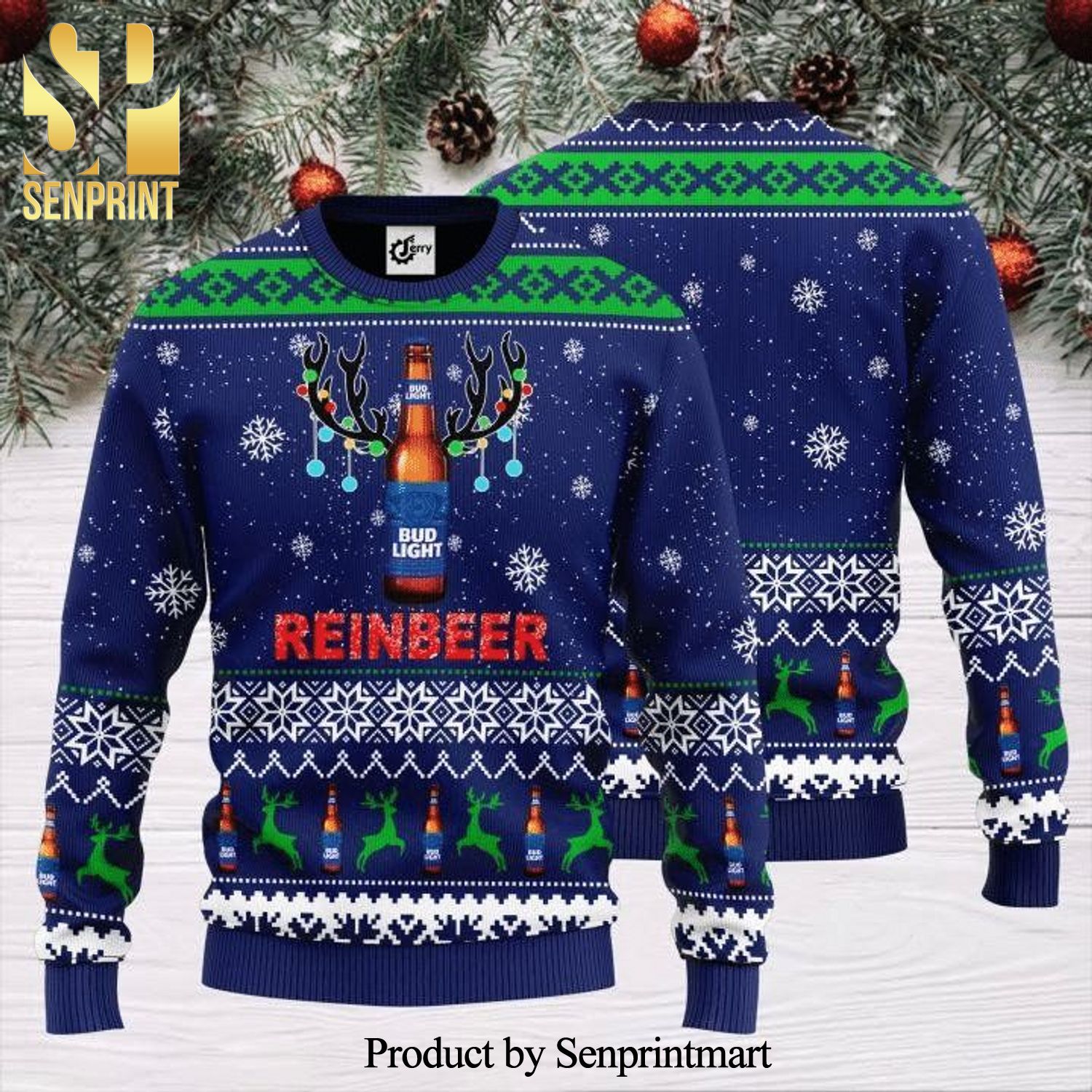 Reinbeer Bud Light Knitted Ugly Christmas Sweater