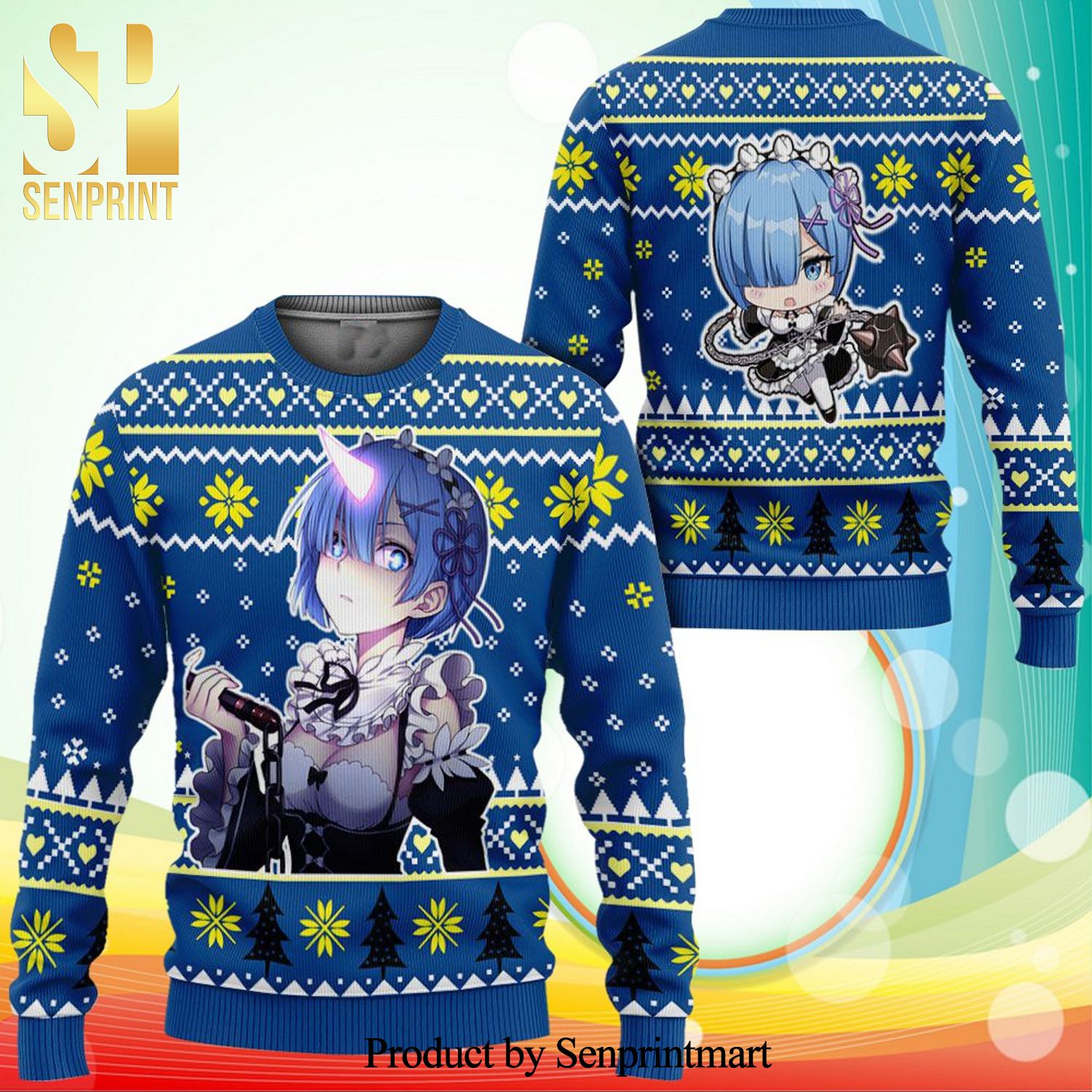 Rem Re Zero Knitted Ugly Christmas Sweater