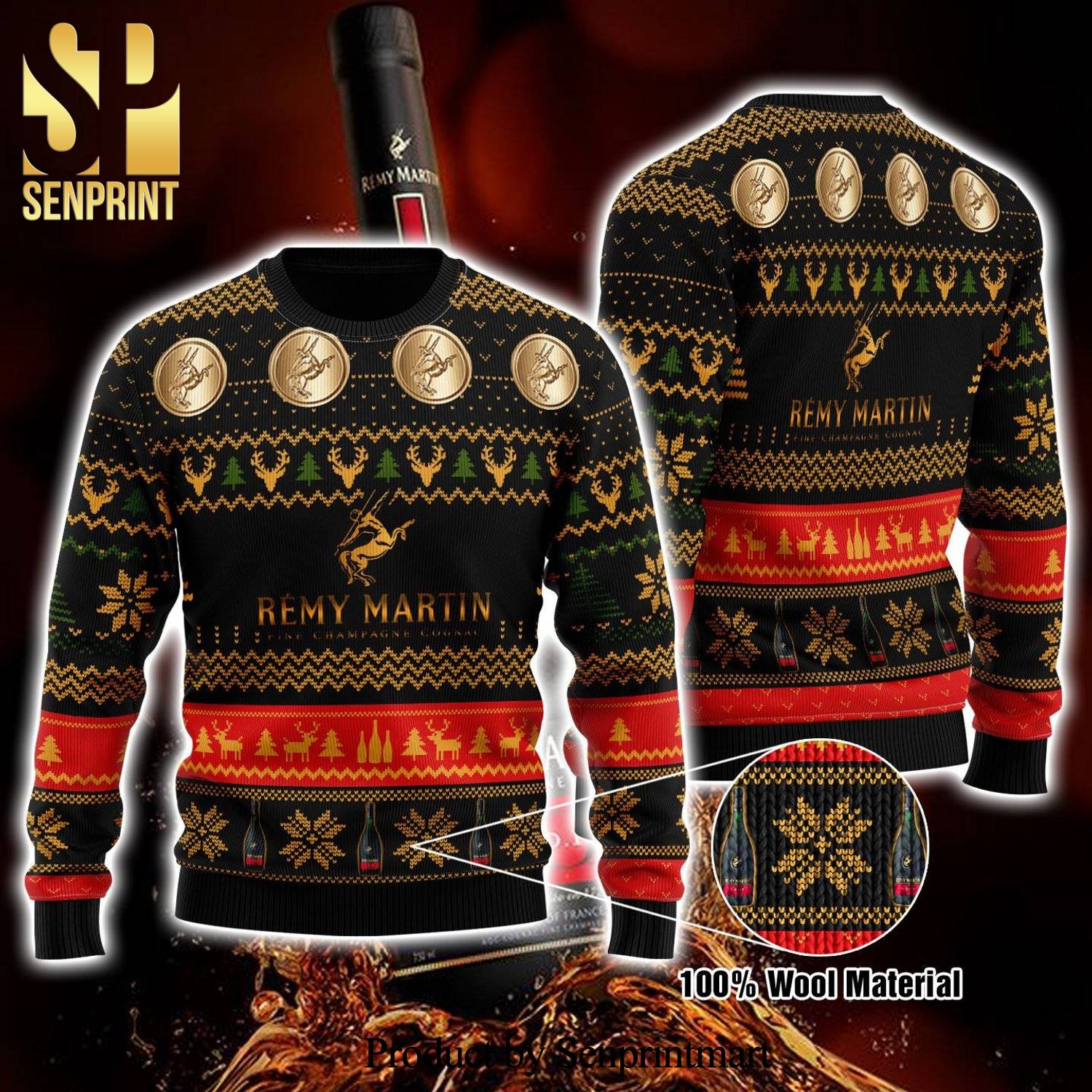 Remy Martin Logo Knitted Ugly Christmas Sweater