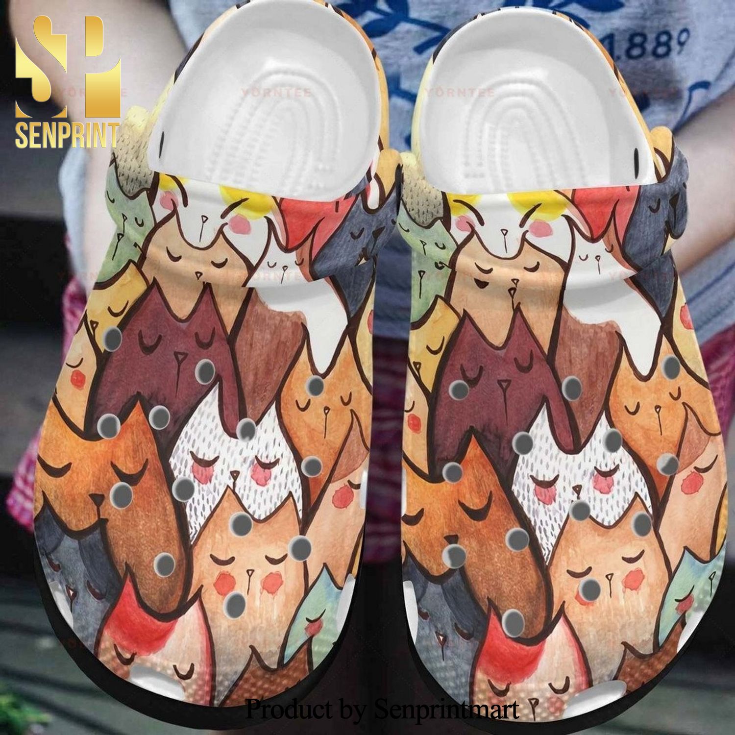 Cute Teams Cats All Over Colorful Fashion Gift For Lover New Outfit Crocs Classic