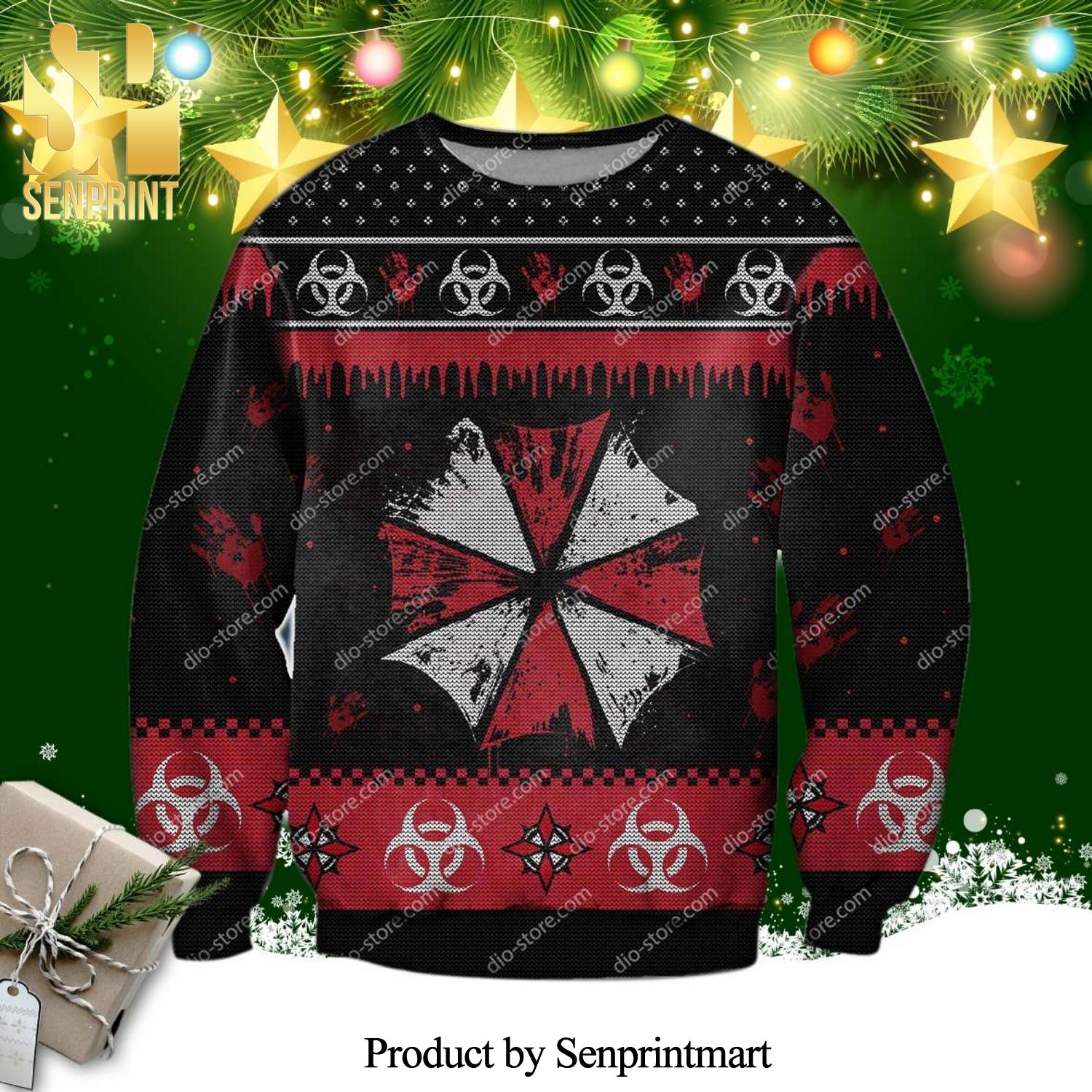 Resident Evil Logo 3d Knitted Ugly Christmas Sweater