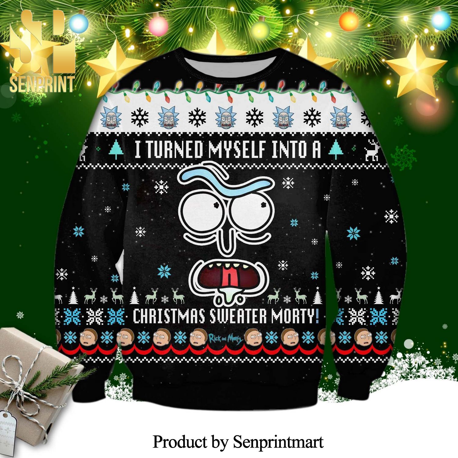 Rick And Morty Funny Knitted Ugly Christmas Sweater