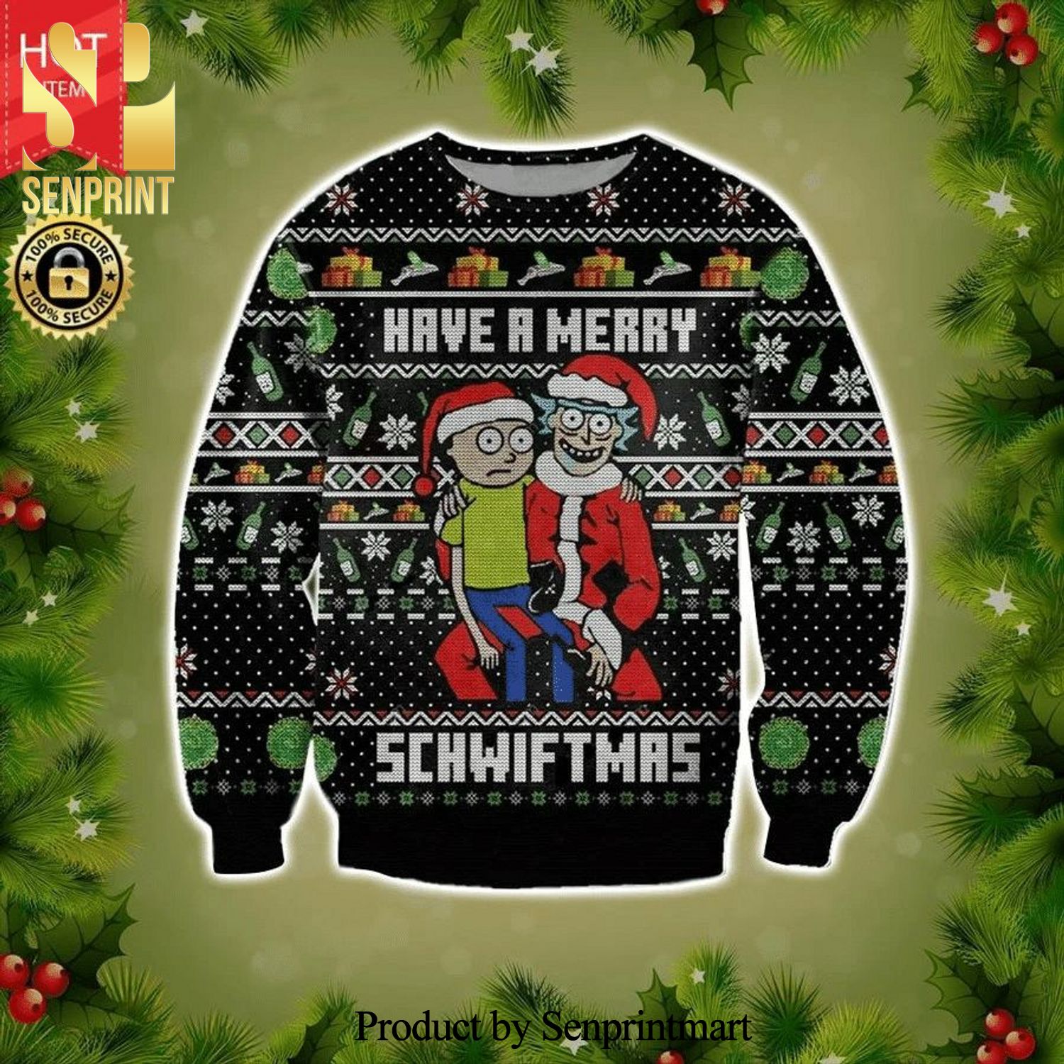 Rick and Morty Have A Merry Schwiftmas Knitted Ugly Christmas Sweater