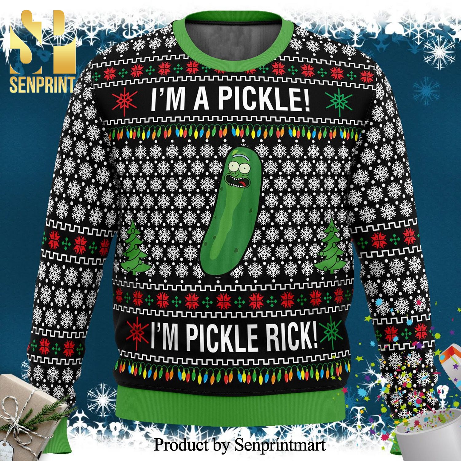 Rick And Morty I’M A Pickle Knitted Ugly Christmas Sweater