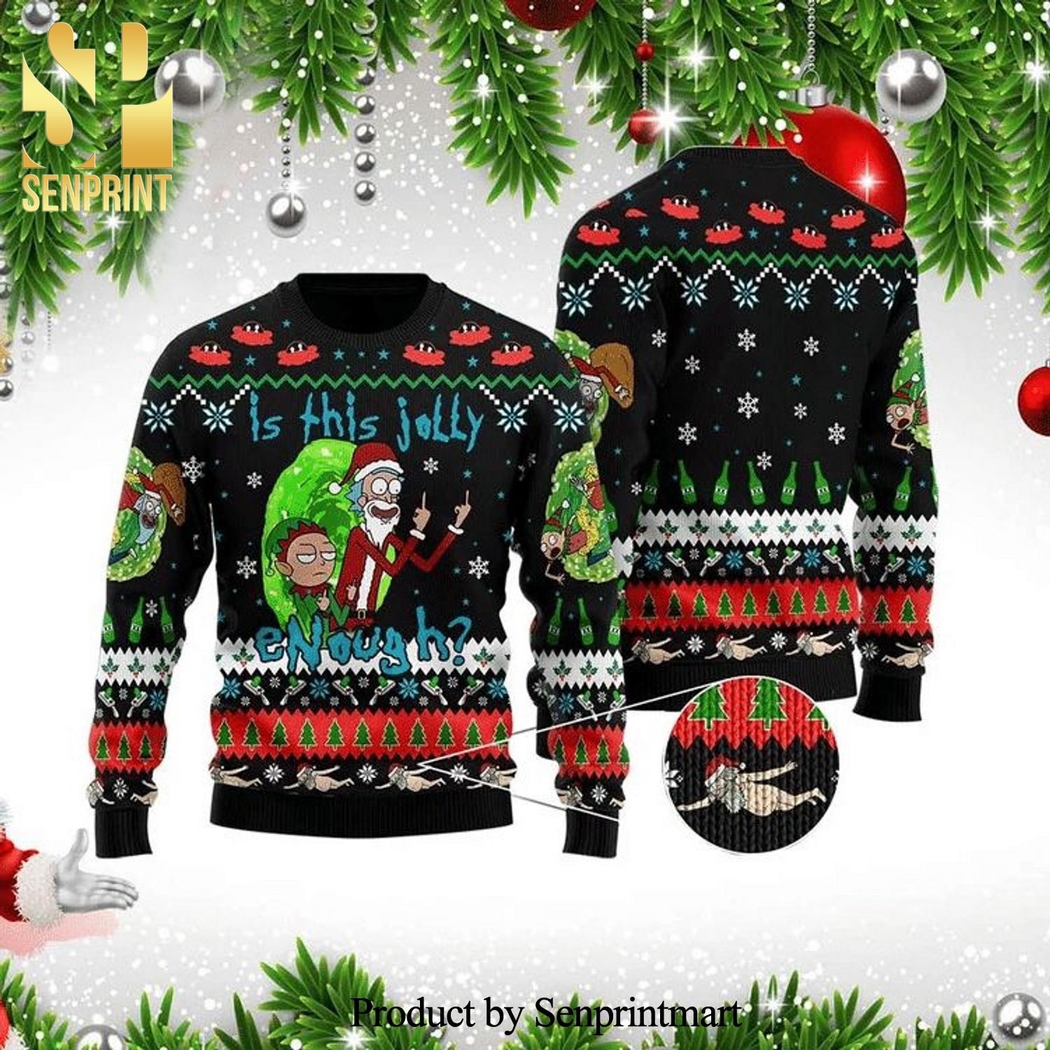 Rick And Morty Merry Schwiftmas Is This Jolly Enough Woolen Knitted Ugly Christmas Sweater