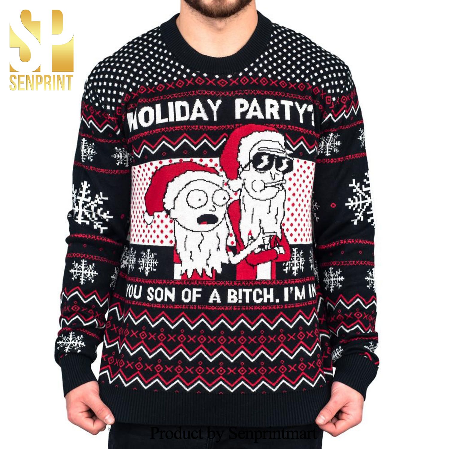 Rick and Morty Son Of A Btch Knitted Ugly Christmas Sweater