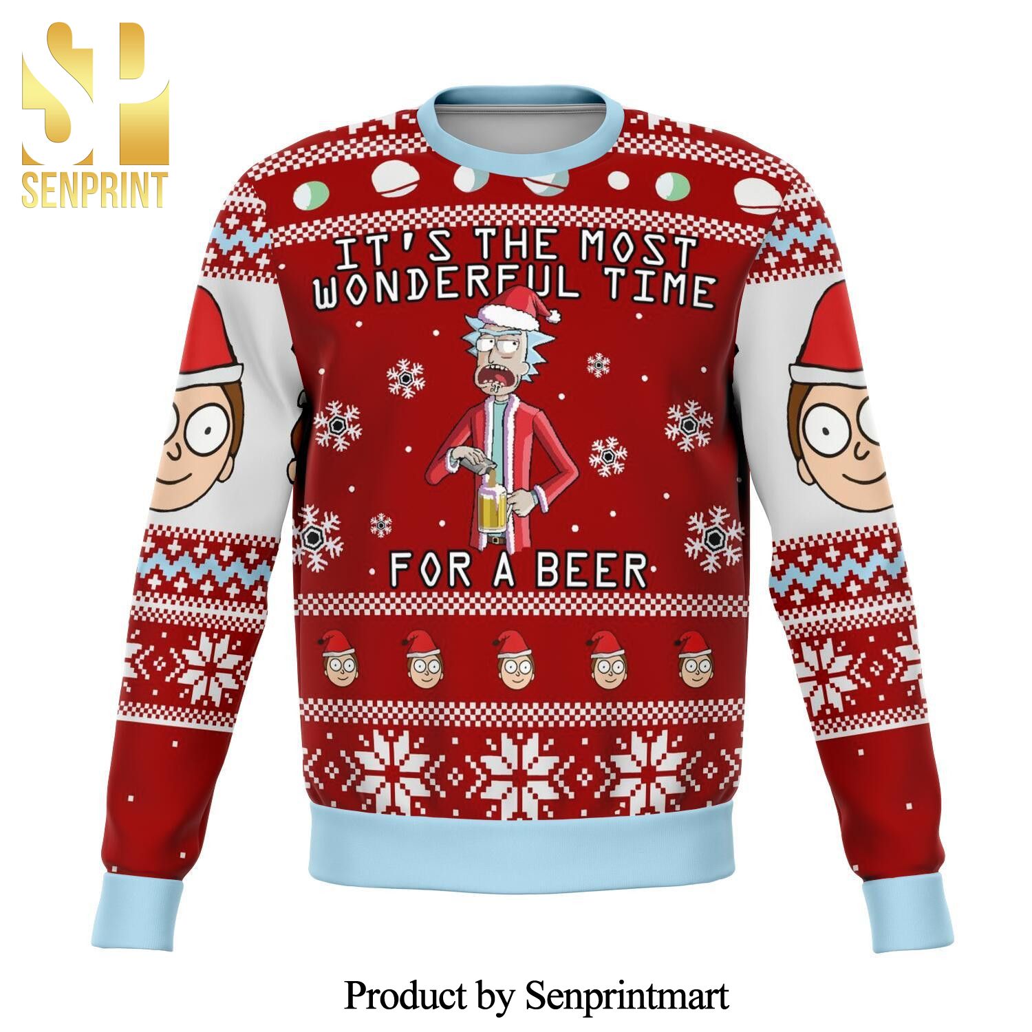 Rick And Morty Wonderful Time For A Beer Knitted Ugly Christmas Sweater