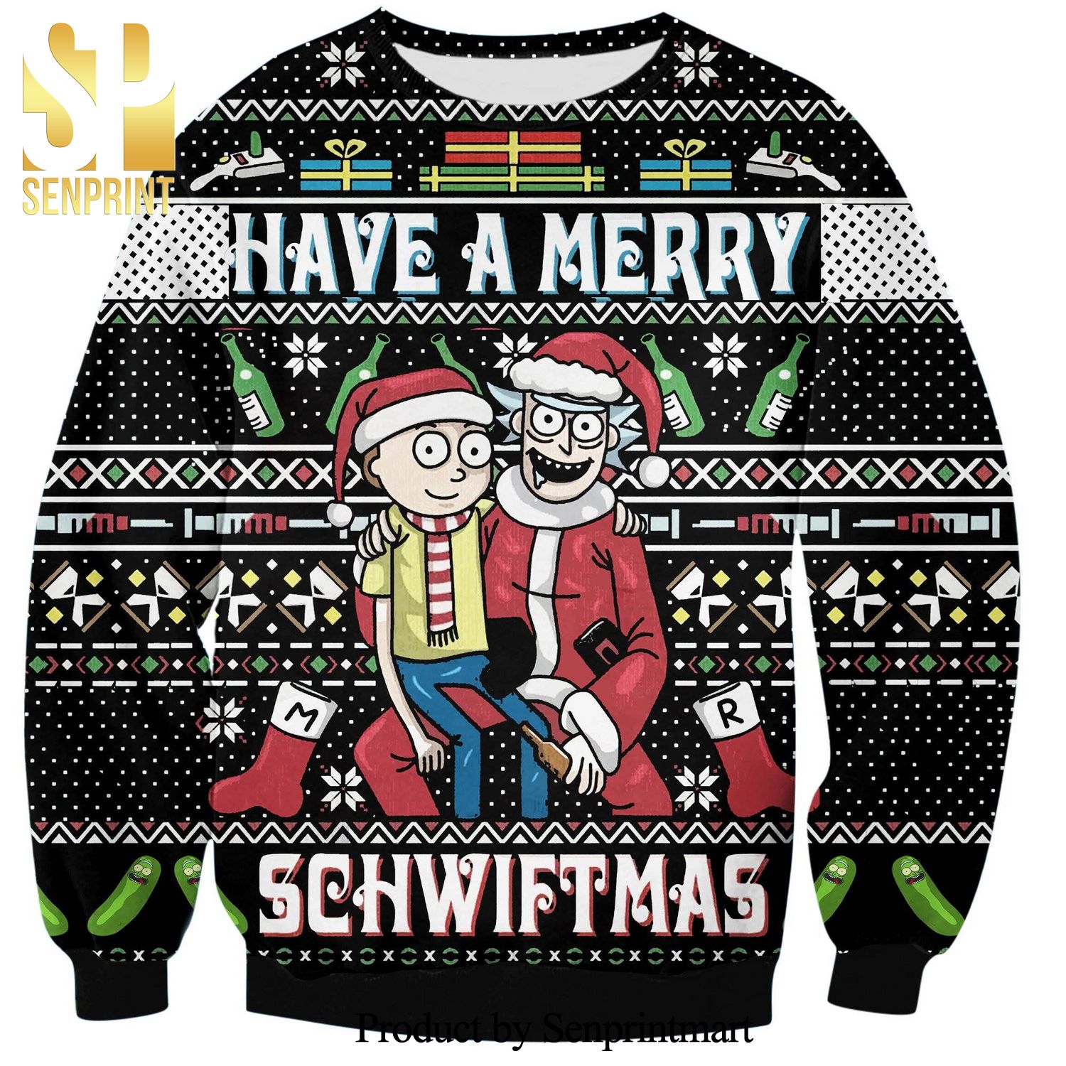 Rick Have A Merry Schwiftmas Knitted Ugly Christmas Sweater