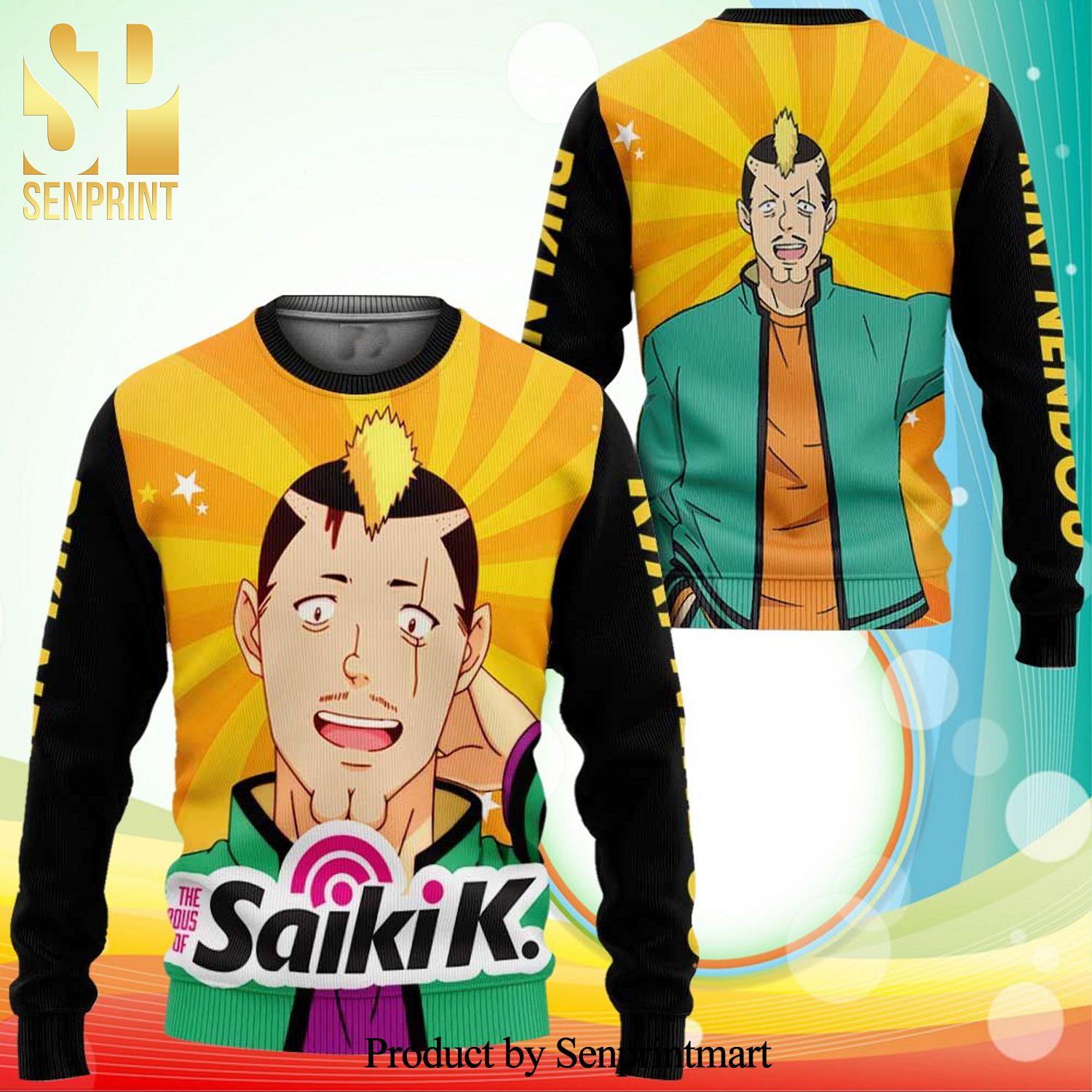 Riki Nendou The Disastrous Life Of Saiki K Anime Knitted Ugly Christmas Sweater