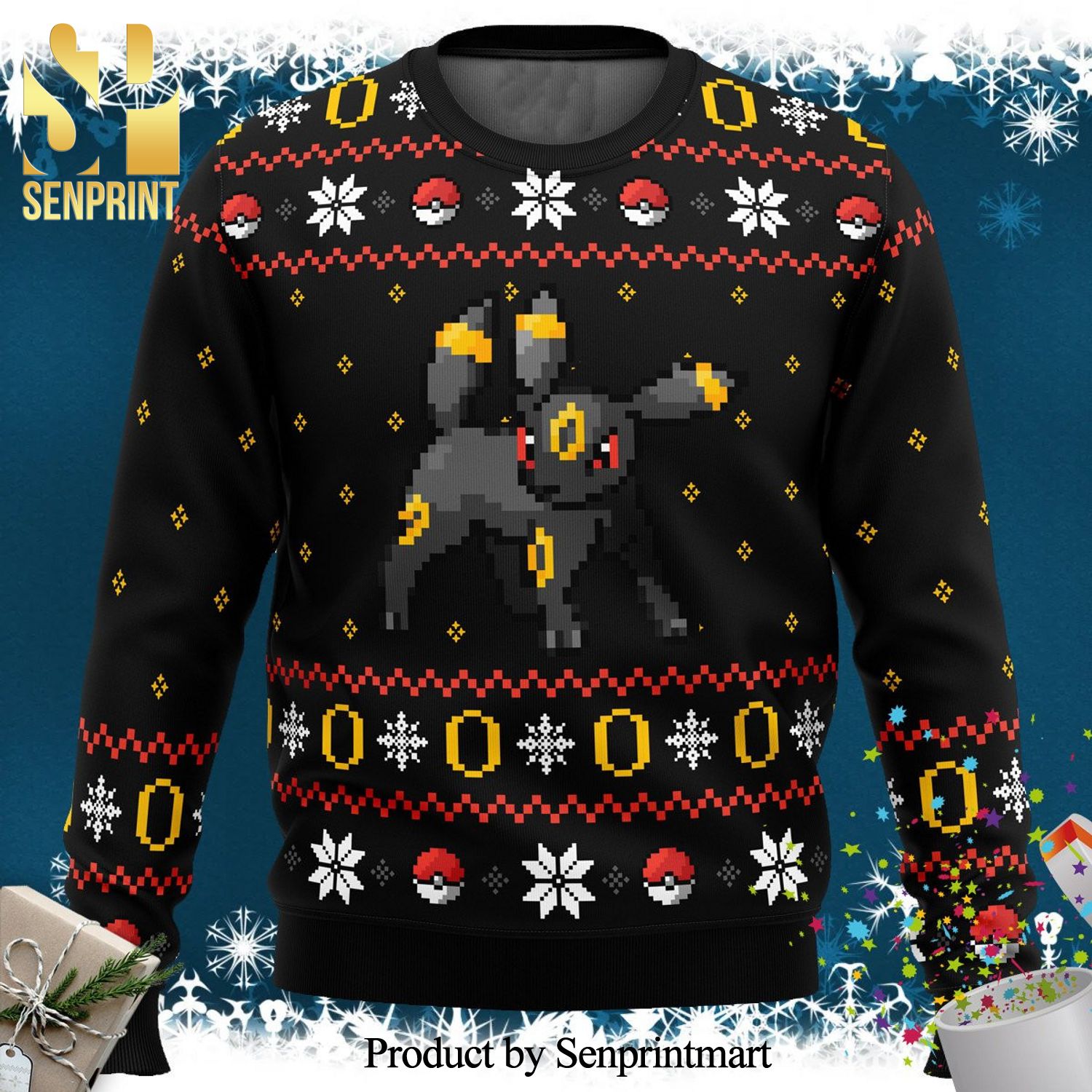 Ring Of Umbreon Pokemon Knitted Ugly Christmas Sweater