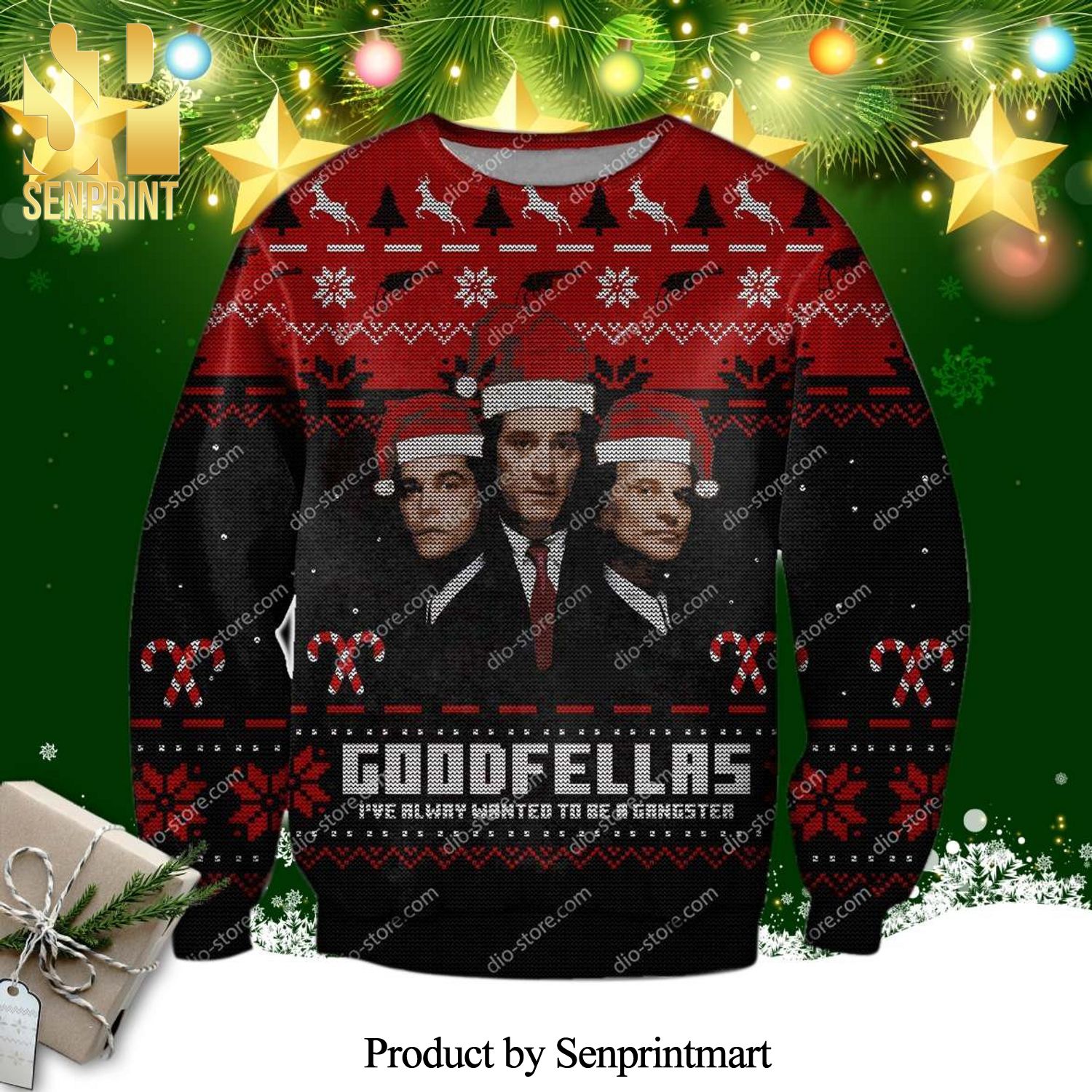 Robert De Niro Ray Liotta And Joe Pesci Goodfellas Knitted Ugly Christmas Sweater