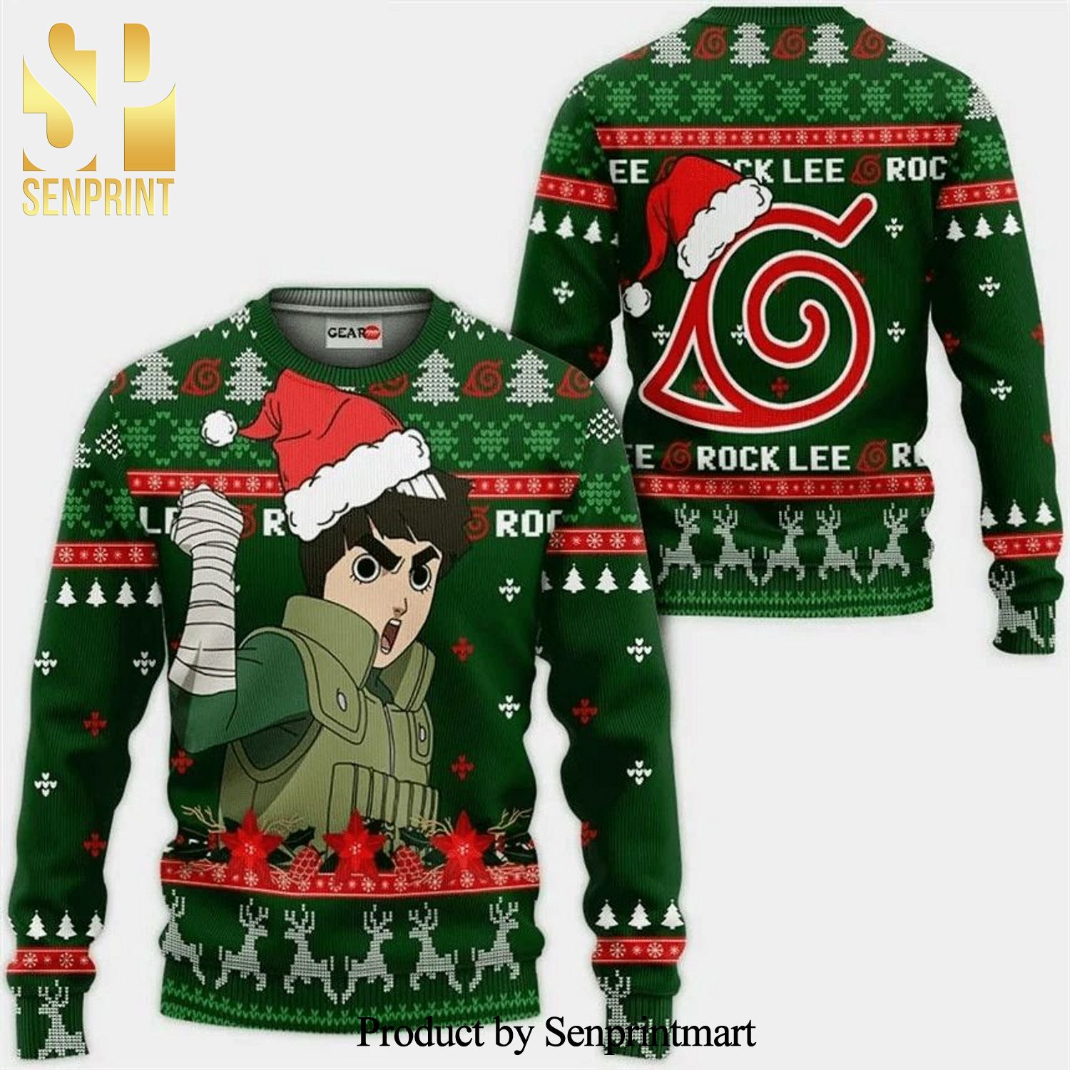 Rock Lee Naruto Anime Knitted Ugly Christmas Sweater