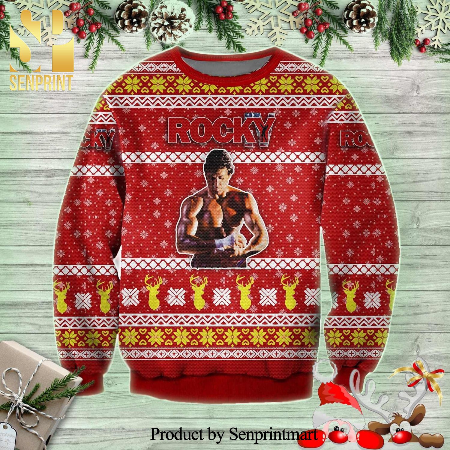 Rocky Balboa Rocky Iv Knitted Ugly Christmas Sweater