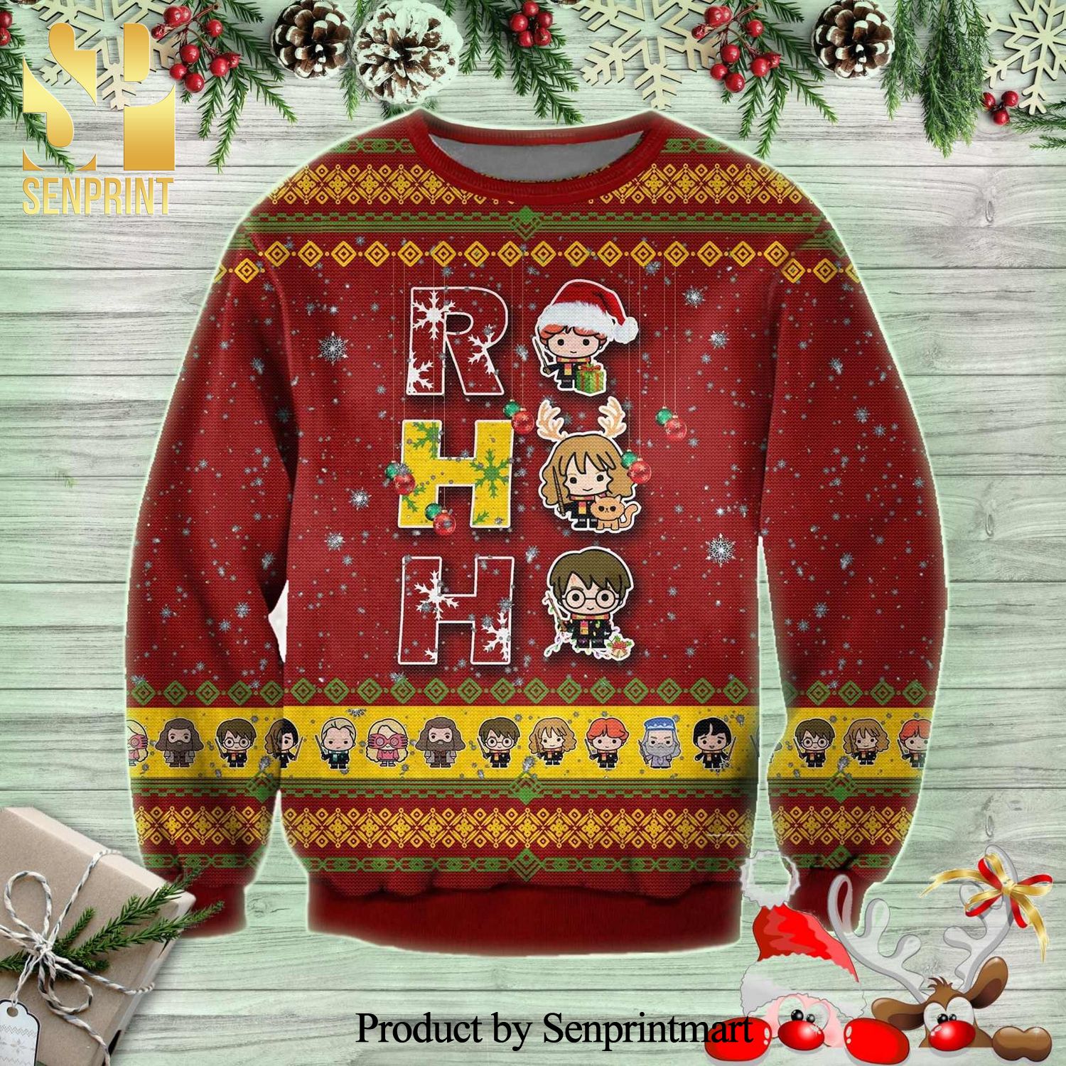 Ron Weasley Hermione Granger Harry Potter Knitted Ugly Christmas Sweater