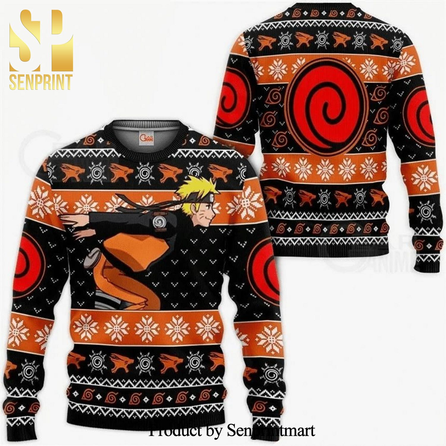 Running Naruto Anime Knitted Ugly Christmas Sweater