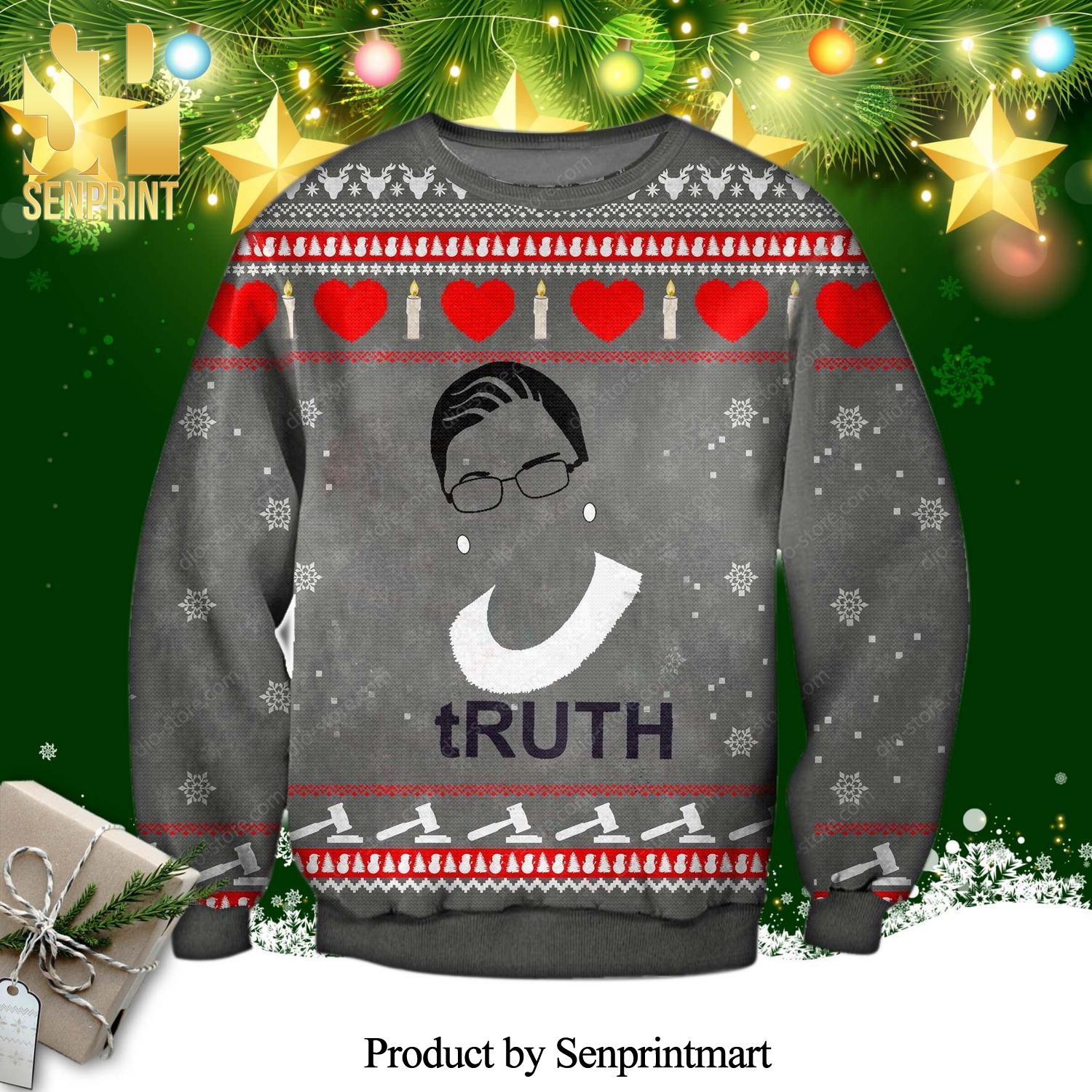 Ruth Bader Ginsburg Knitted Ugly Christmas Sweater