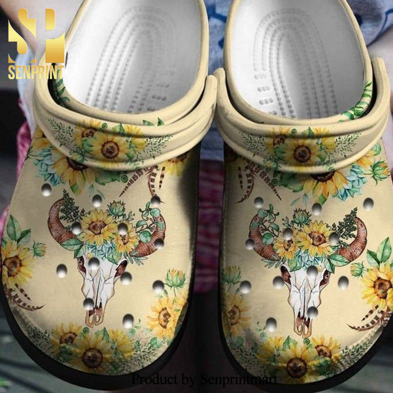 Deer skull sunflowers art crocs Street Style Crocs Shoes