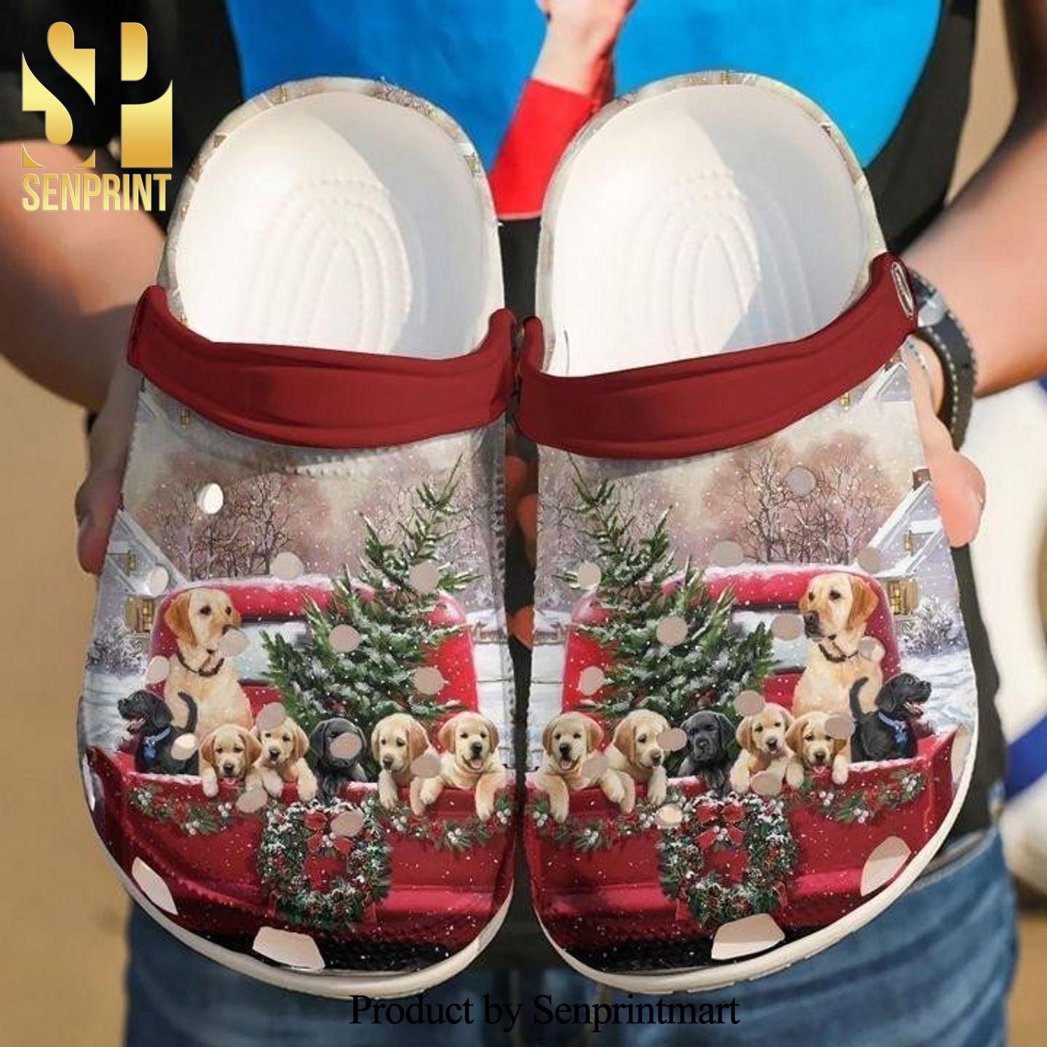 Dog Christmas Truck Gift For Fan Classic Water All Over Printed Crocband Crocs