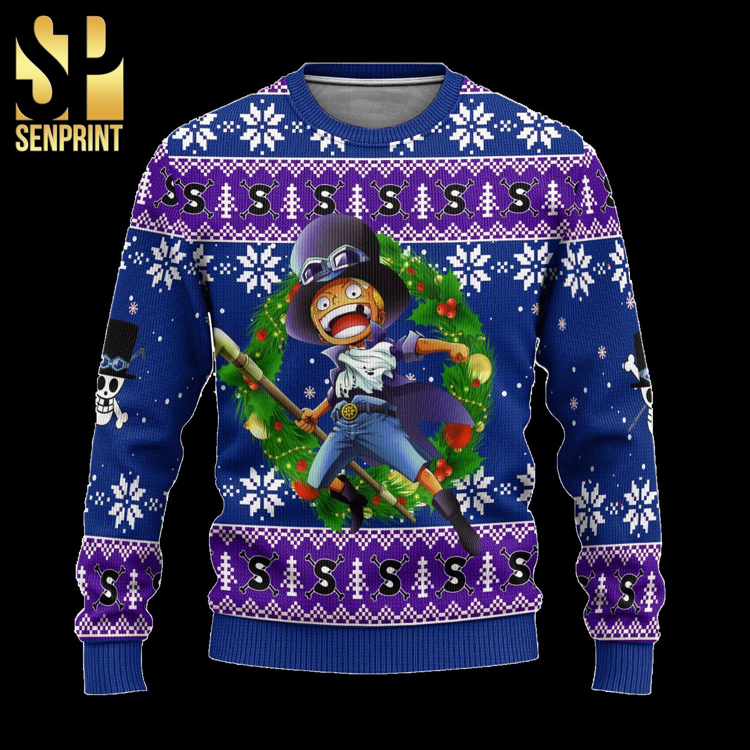 Sabo One Piece Xmas Anime Manga Anime Knitted Ugly Christmas Sweater