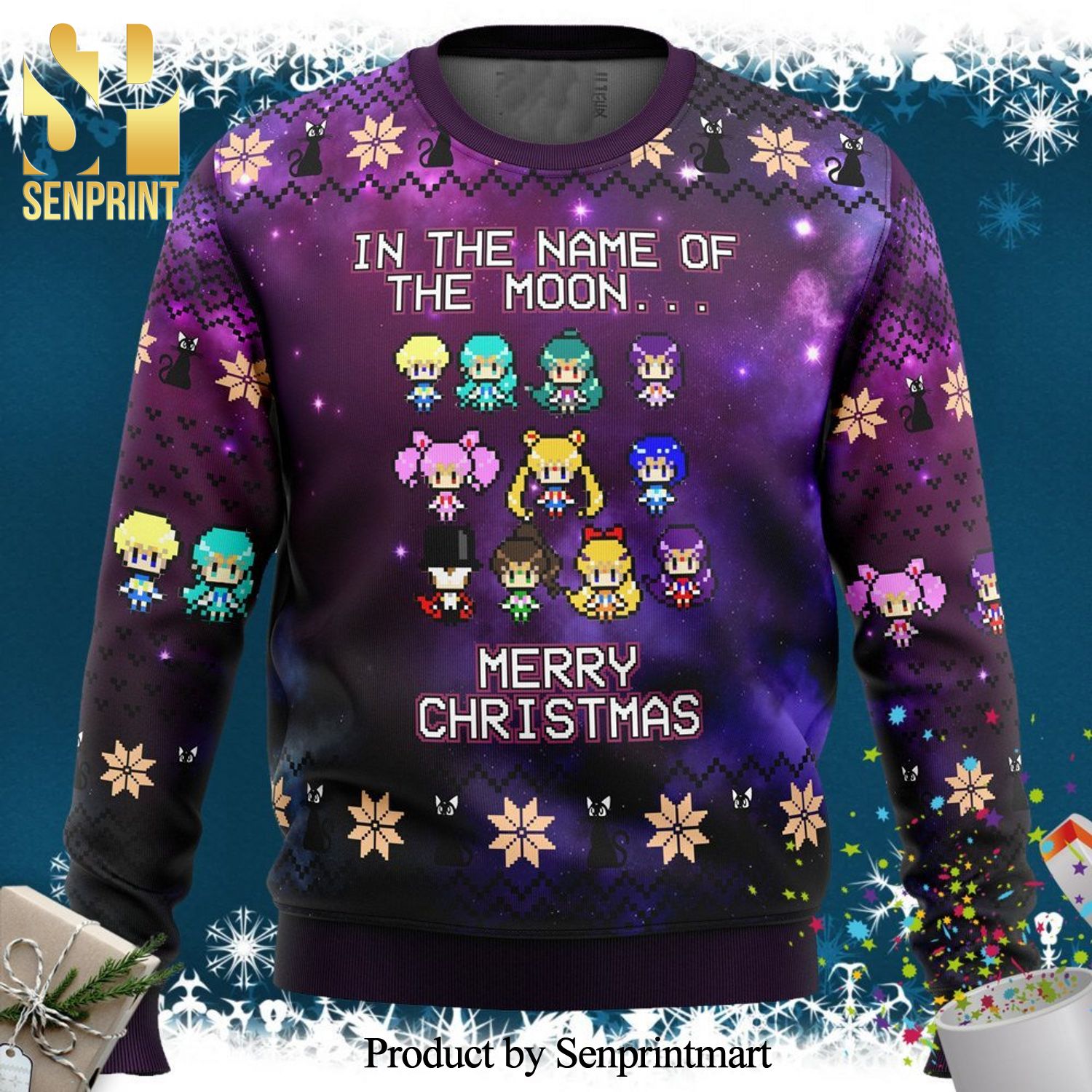 Sailor Moon Chibi Knitted Ugly Christmas Sweater