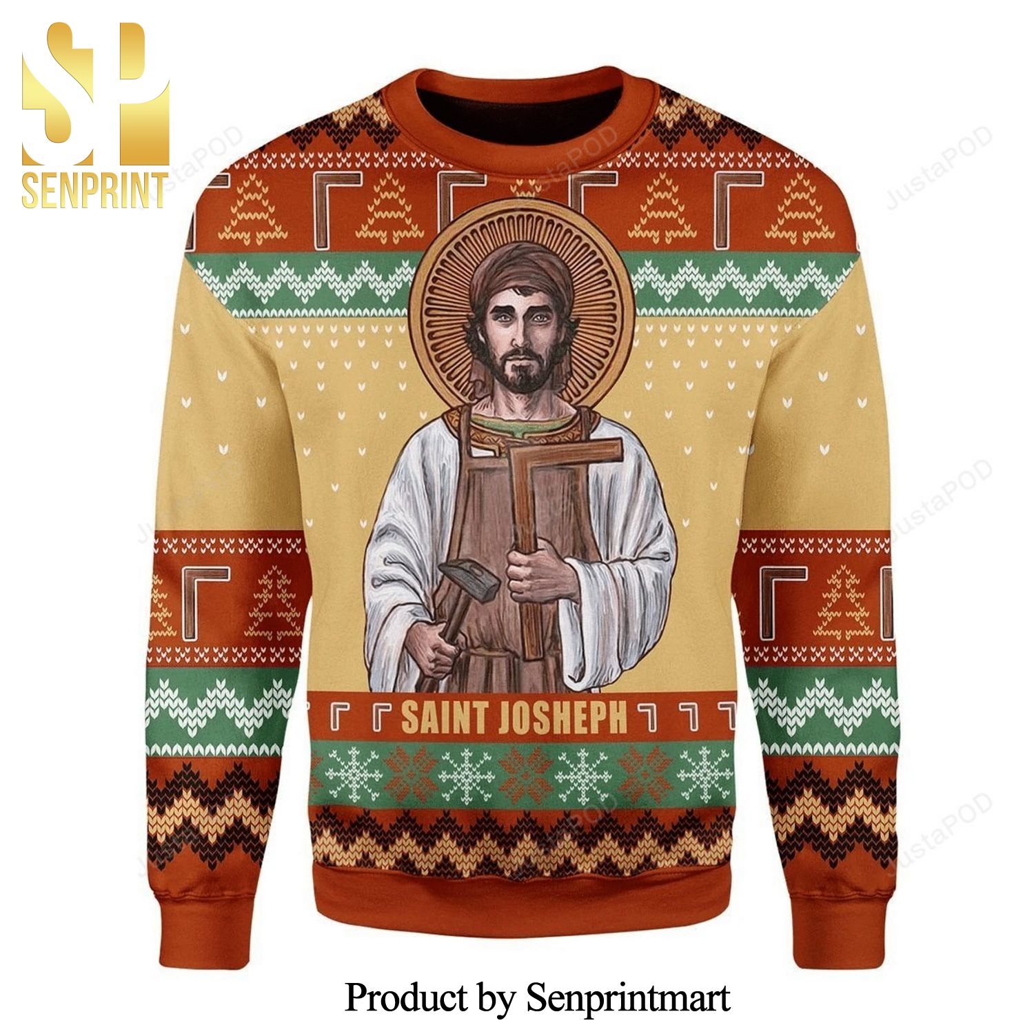 Saint Joseph The Worker Knitted Ugly Christmas Sweater