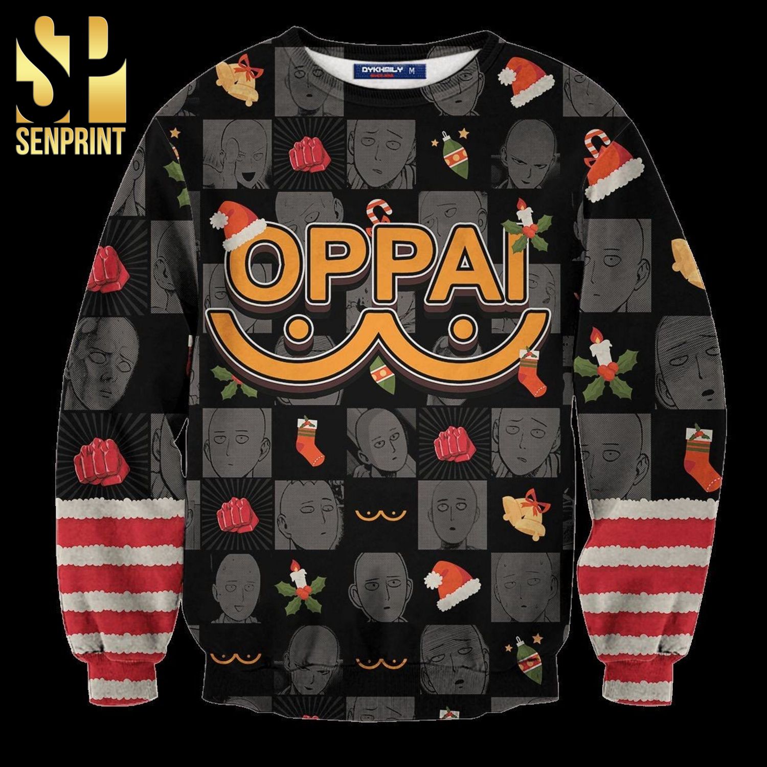 Saitamas Face One Punch Man Oppa Knitted Ugly Christmas Sweater