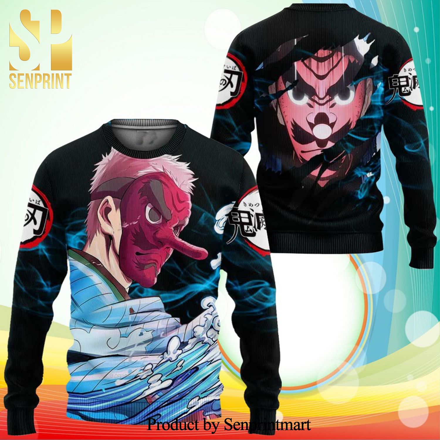 Sakonji Urokodaki Demon Slayer Manga Anime Knitted Ugly Christmas Sweater