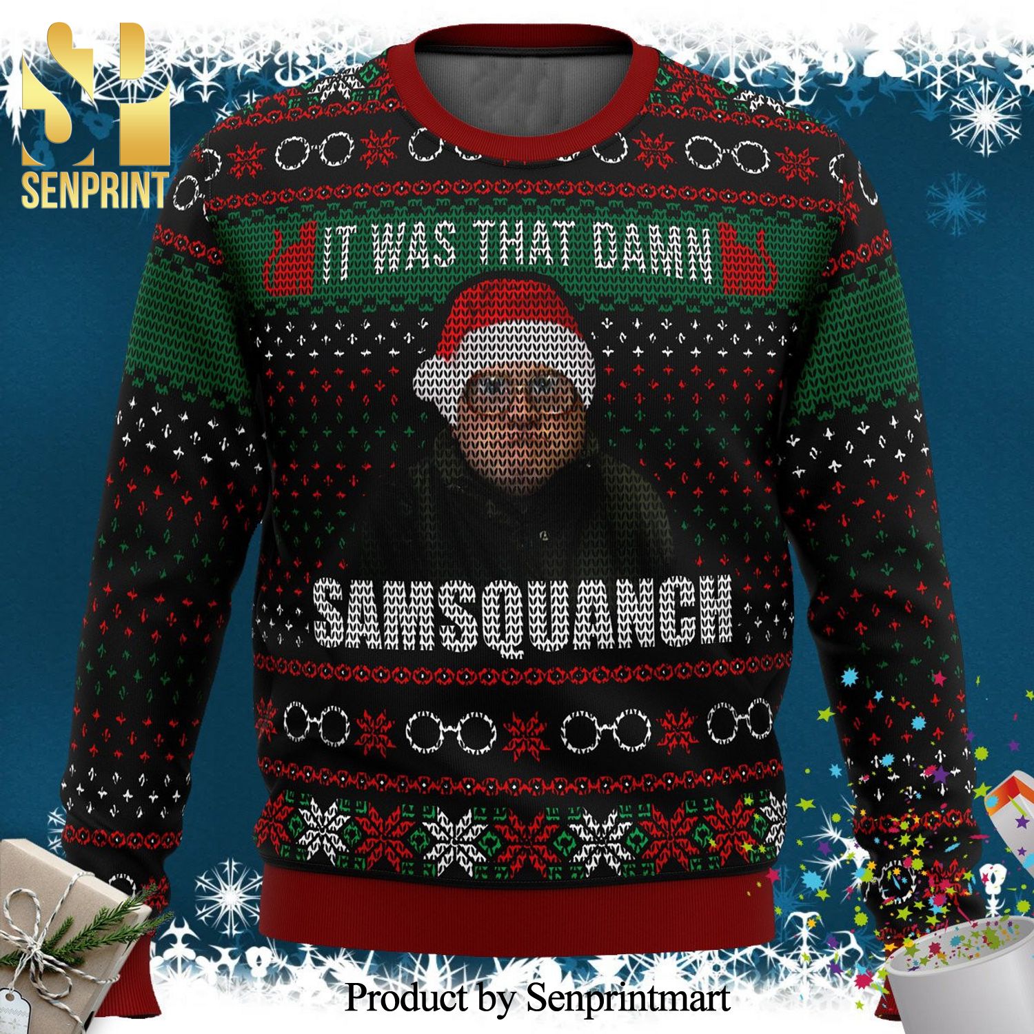 Samsquanch Trailer Park Boys Knitted Ugly Christmas Sweater