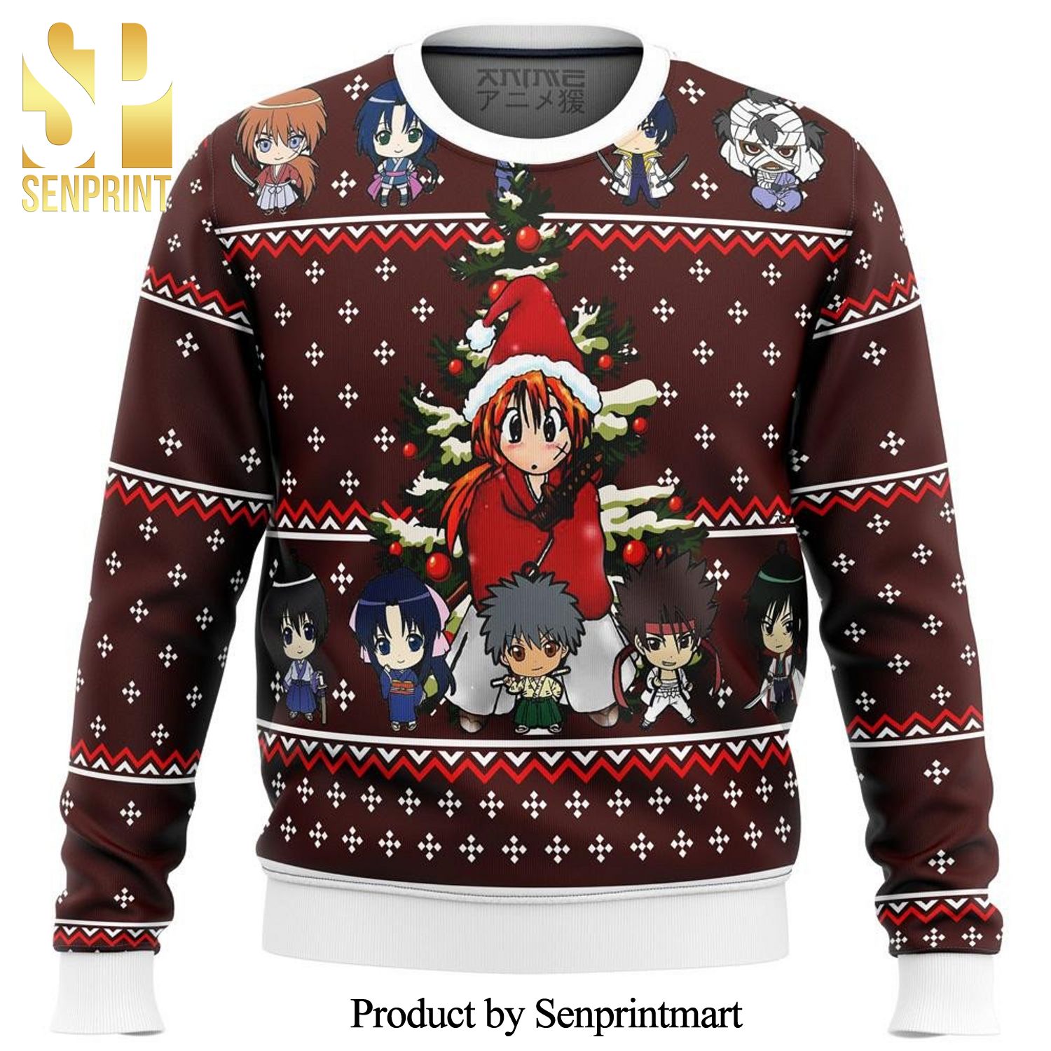 Samurai X Rurouni Kenshin Premium Manga Anime Knitted Ugly Christmas Sweater