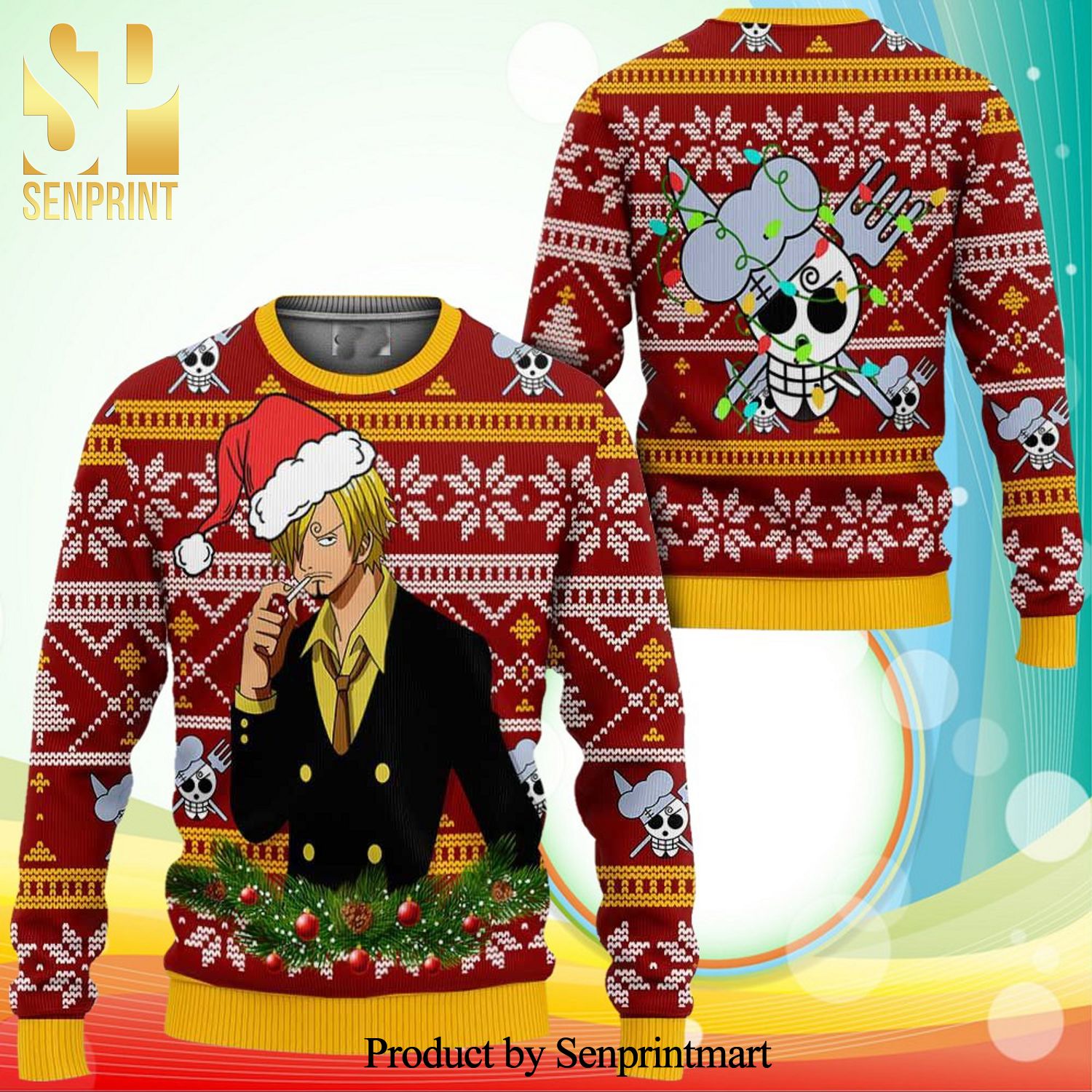 Sanji One Piece Anime Knitted Ugly Christmas Sweater