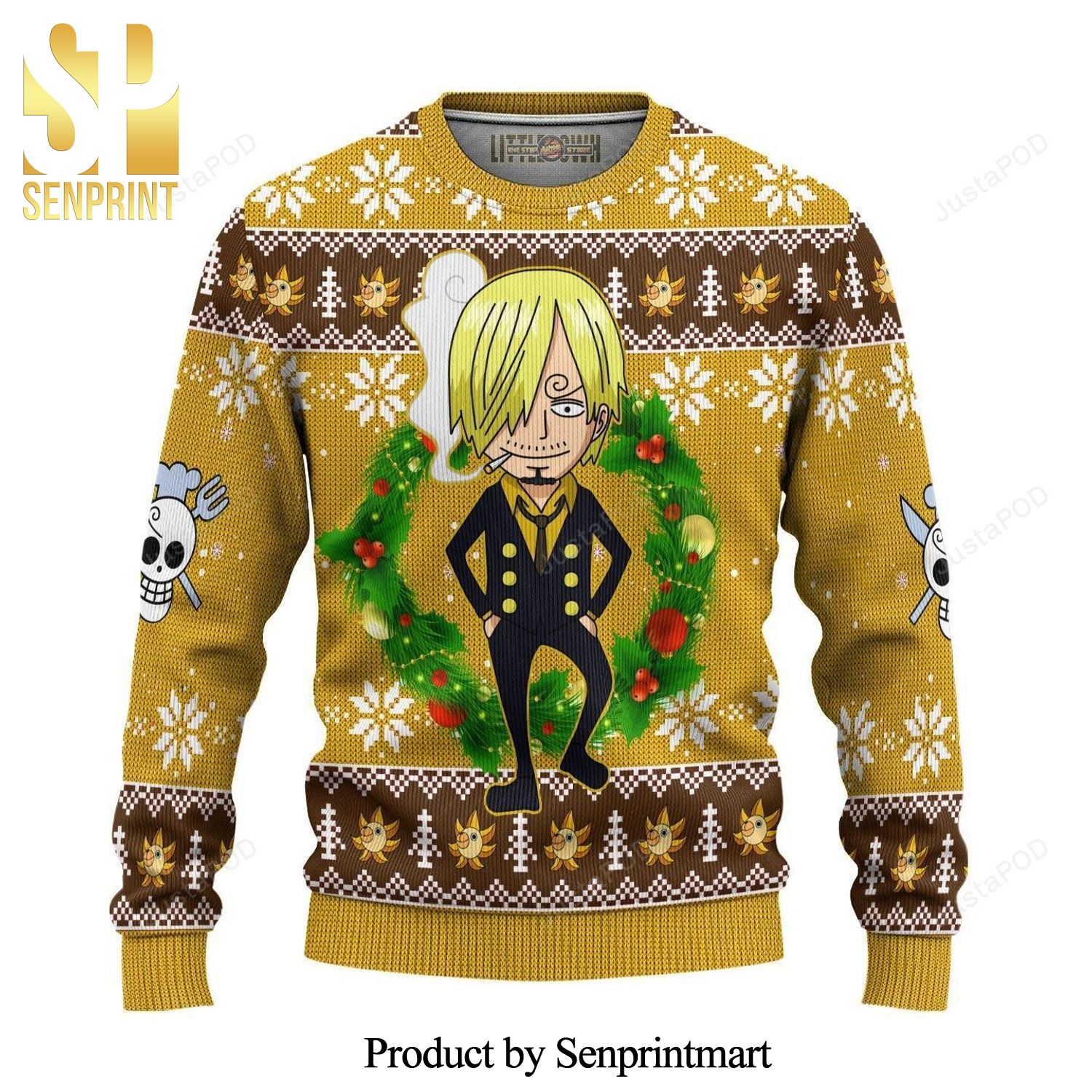 Sanji One Piece Manga Anime Knitted Ugly Christmas Sweater