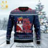 Santa Claus And Football Snowflake Pattern Knitted Ugly Christmas Sweater – Red Green