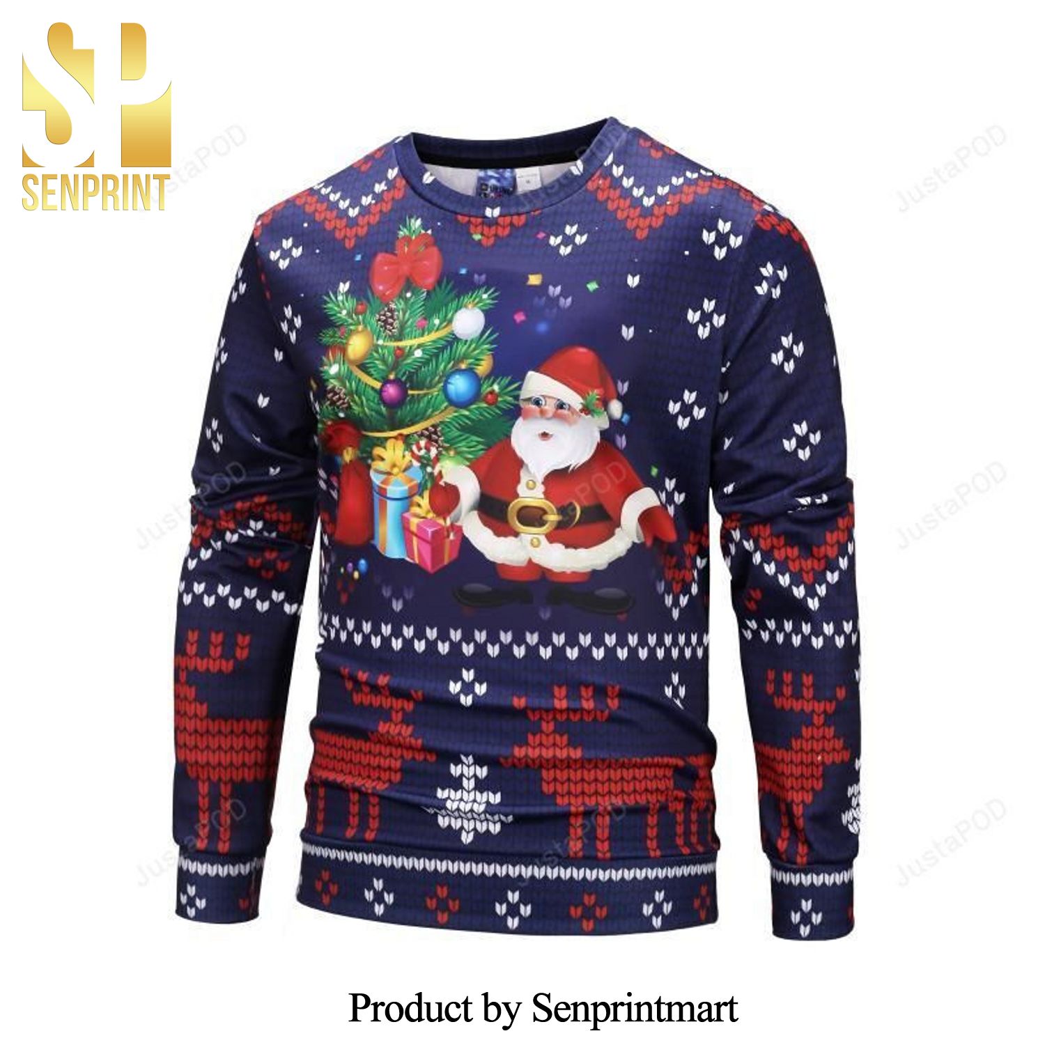 Santa Cute Cartoon Knitted Ugly Christmas Sweater