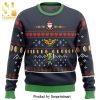 Santa Playing Golf Knitted Ugly Christmas Sweater