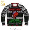 Santa With Horror Characters Knitted Ugly Christmas Sweater