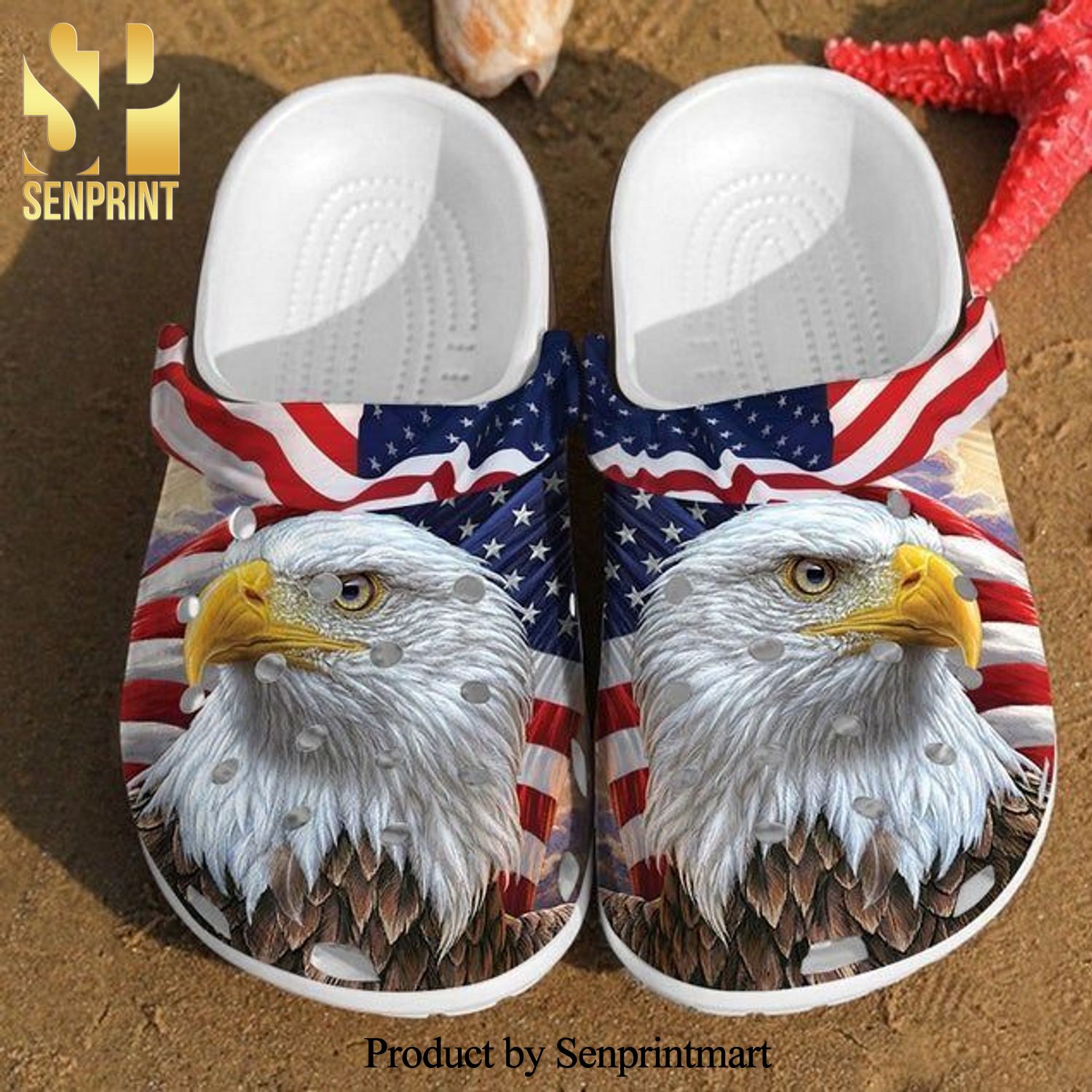 Eagle America Flag Crocs Gift For Fan All Over Printed Crocs Unisex Crocband Clogs