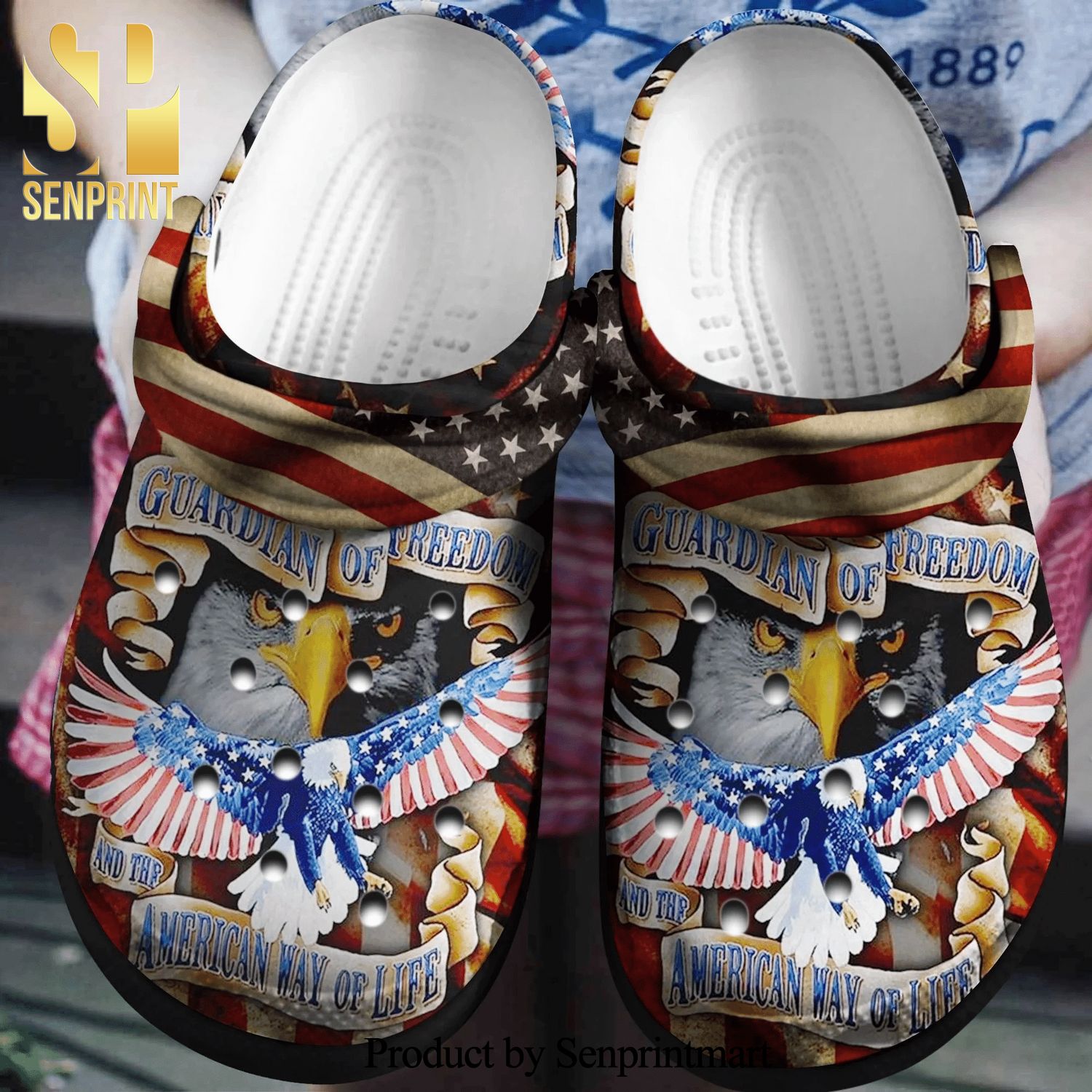 Eagle Guardian Of Freedom American Flag 4Th Of July Hypebeast Fashion Crocs Crocband