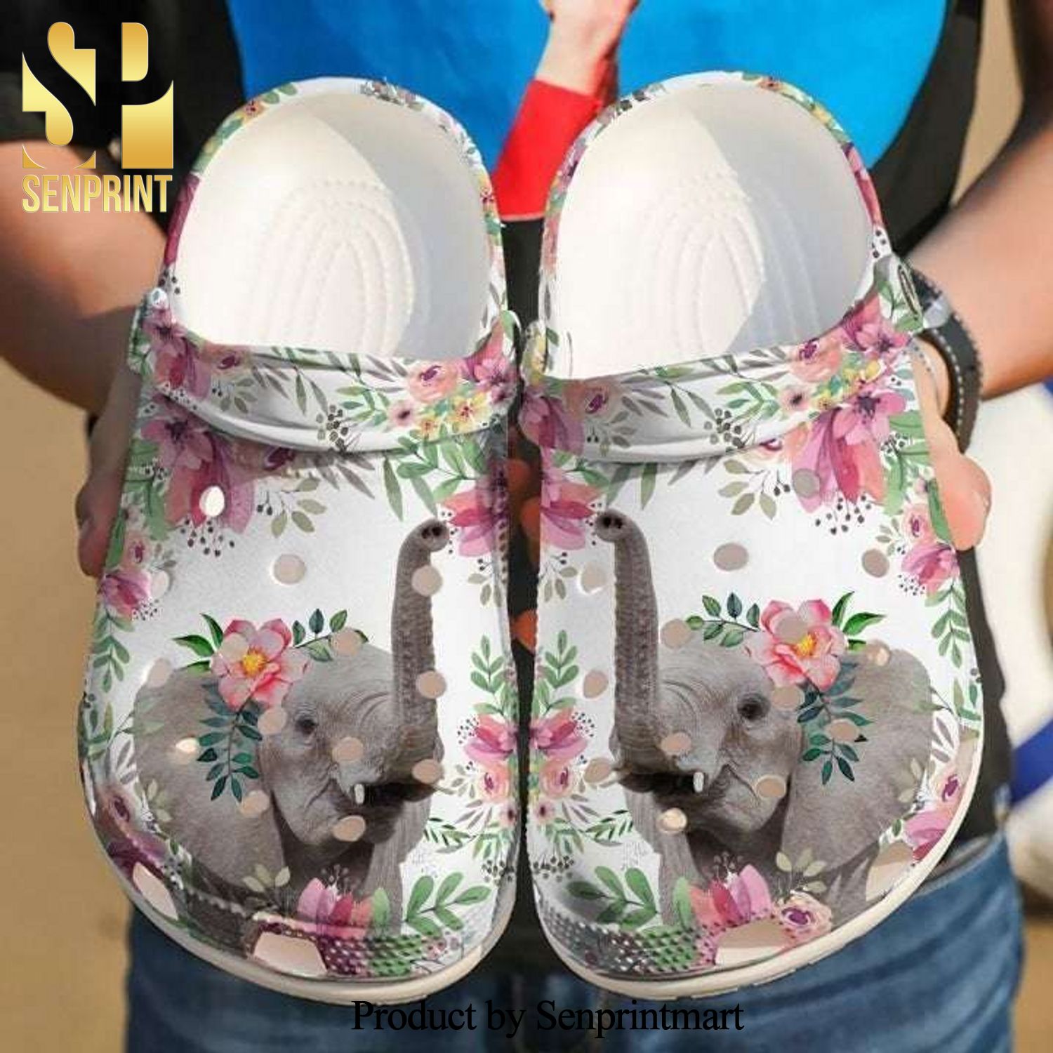 Elephant Floral 3D Crocs Sandals