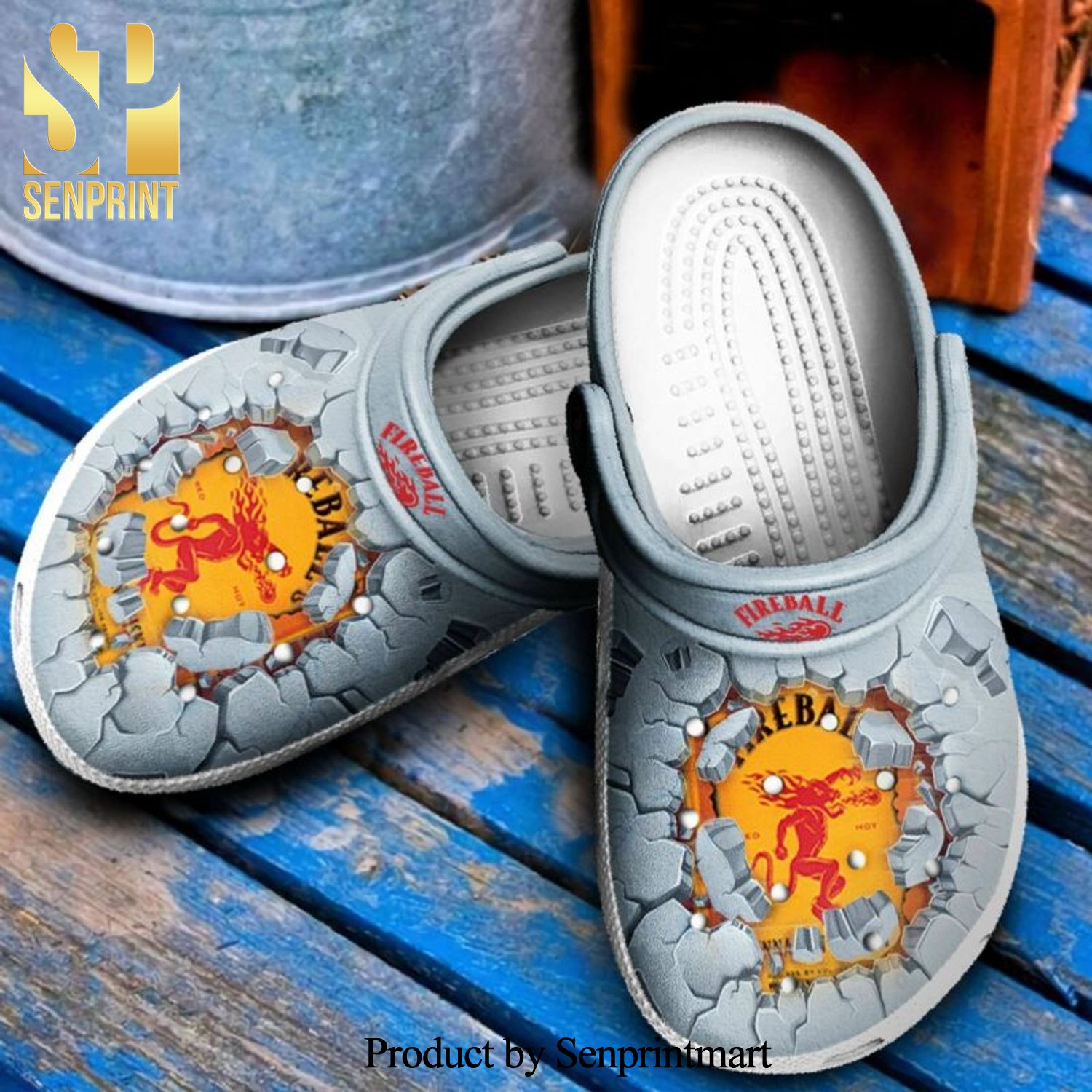 Fireball Broken Wall Rubber Crocs Unisex Crocband Clogs