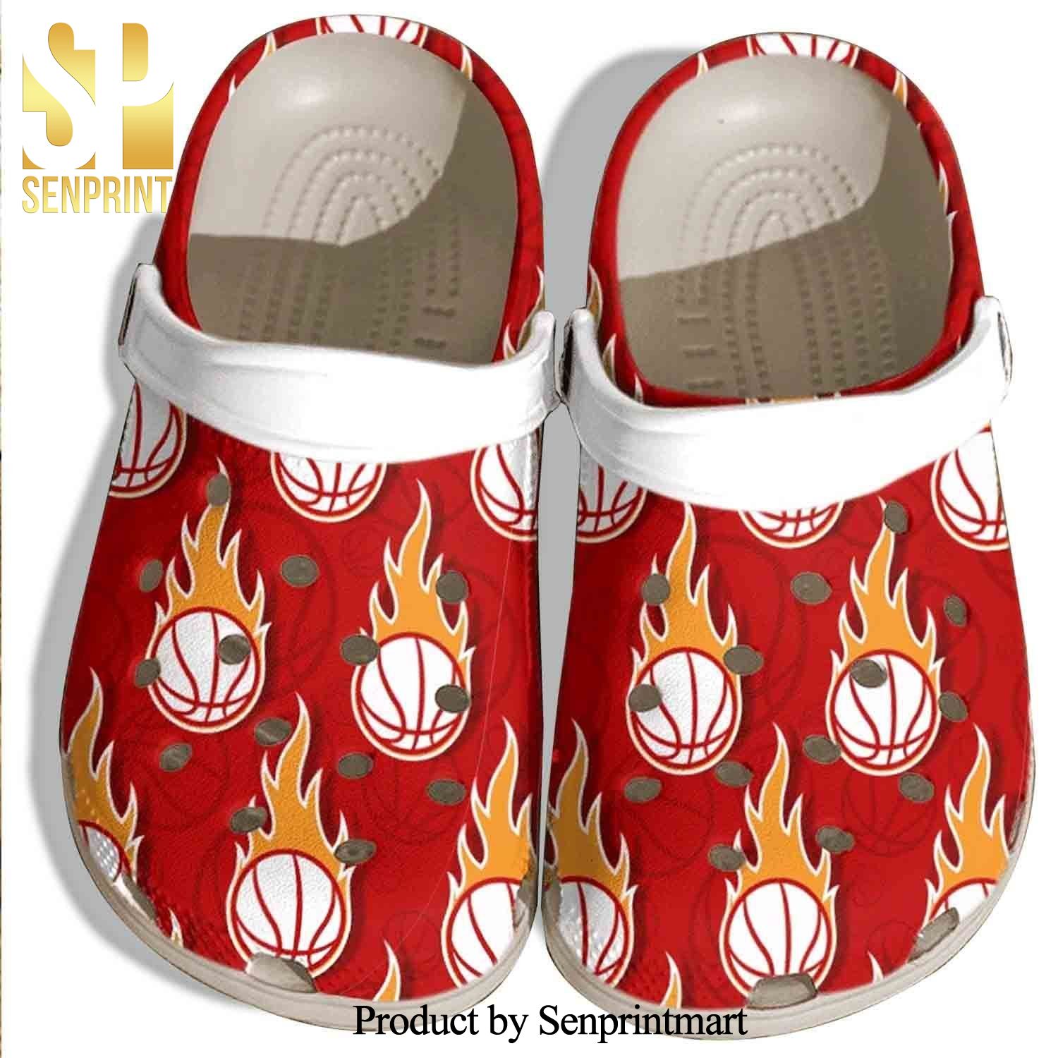 Flaming Baseball Ball Gift For Lover Rubber Crocs Crocband Adult Clogs