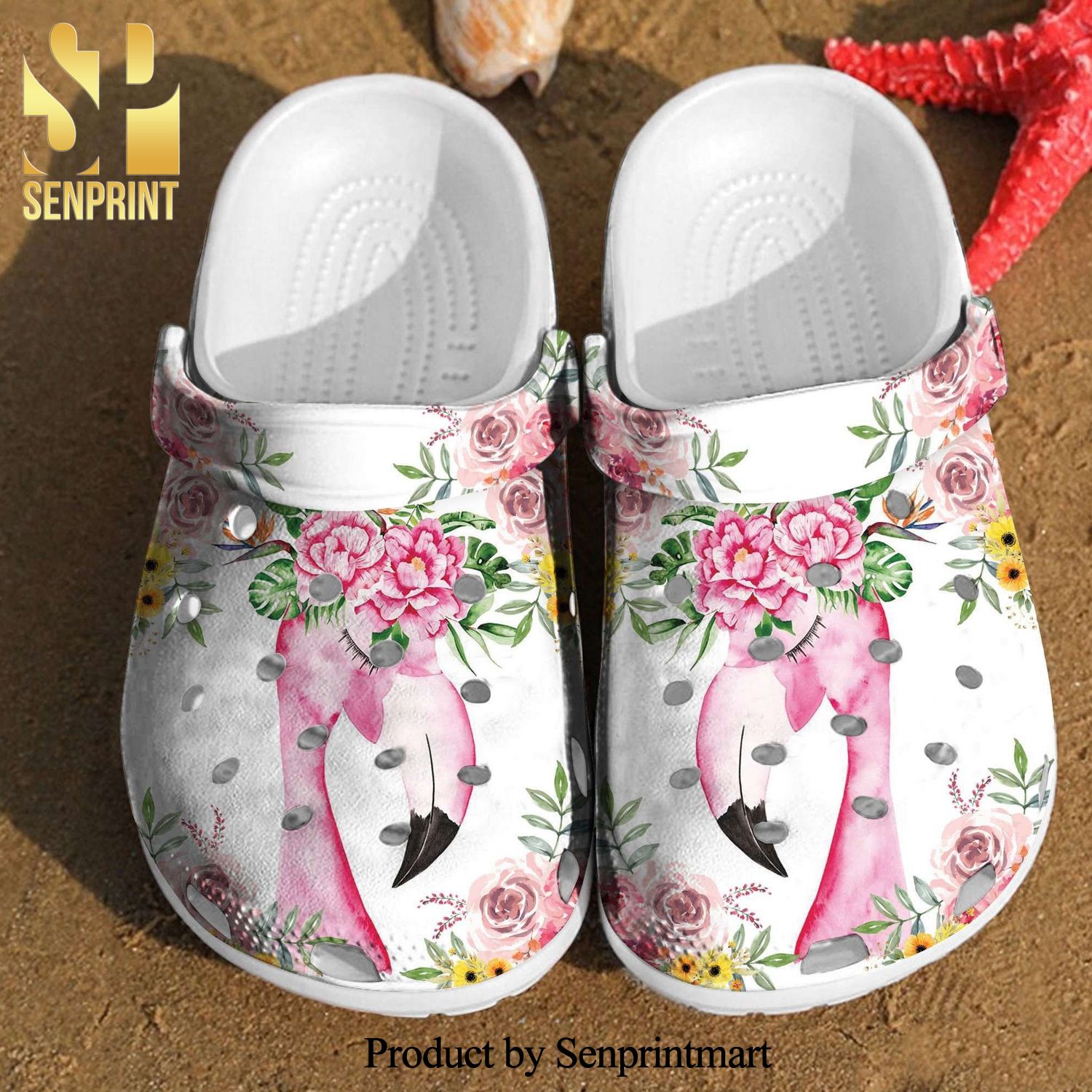 Flamingo Flower Watercolor Floral 3D Crocs Crocband Clog