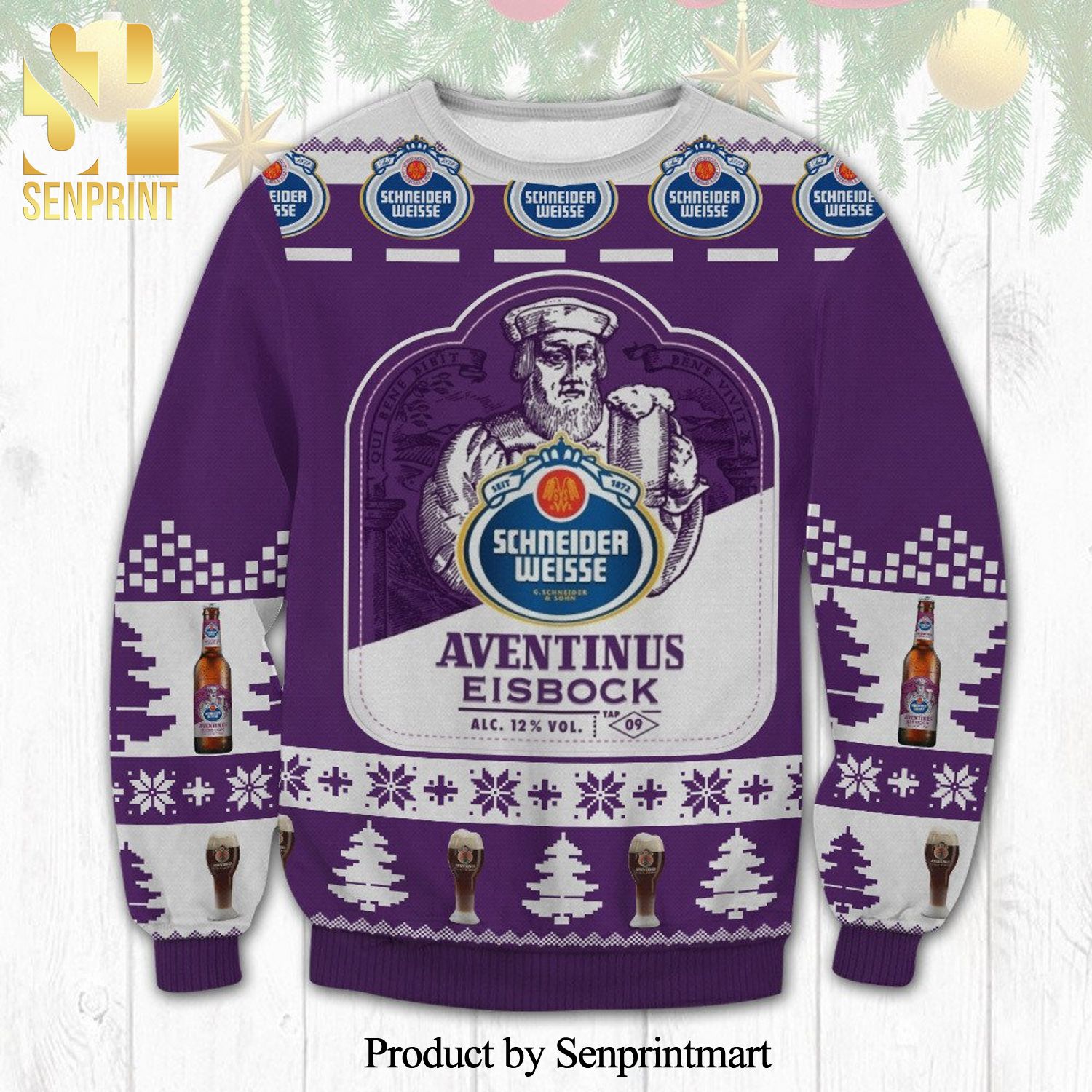 Schneider Weisse Aventinus Eisbock Beer Knitted Ugly Christmas Sweater