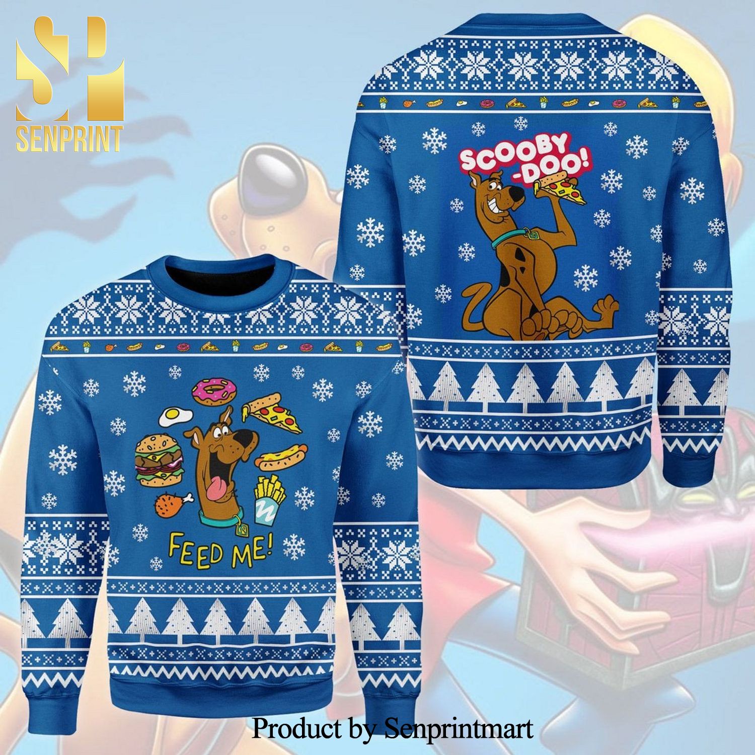 Scooby Doo Feed Me Snowflake Knitted Ugly Christmas Sweater