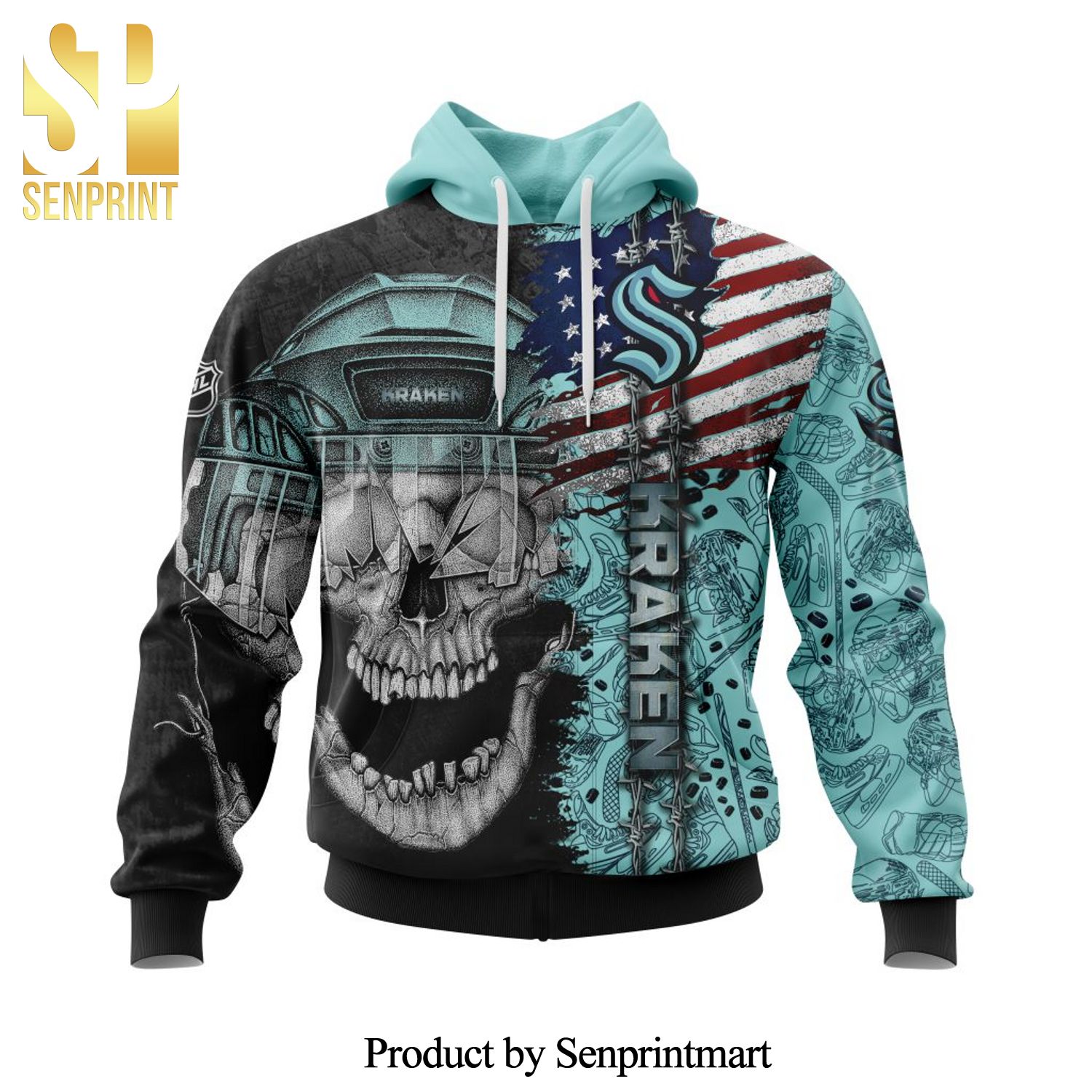 Seattle Kraken Skull Concept All Over Printed Shirt
